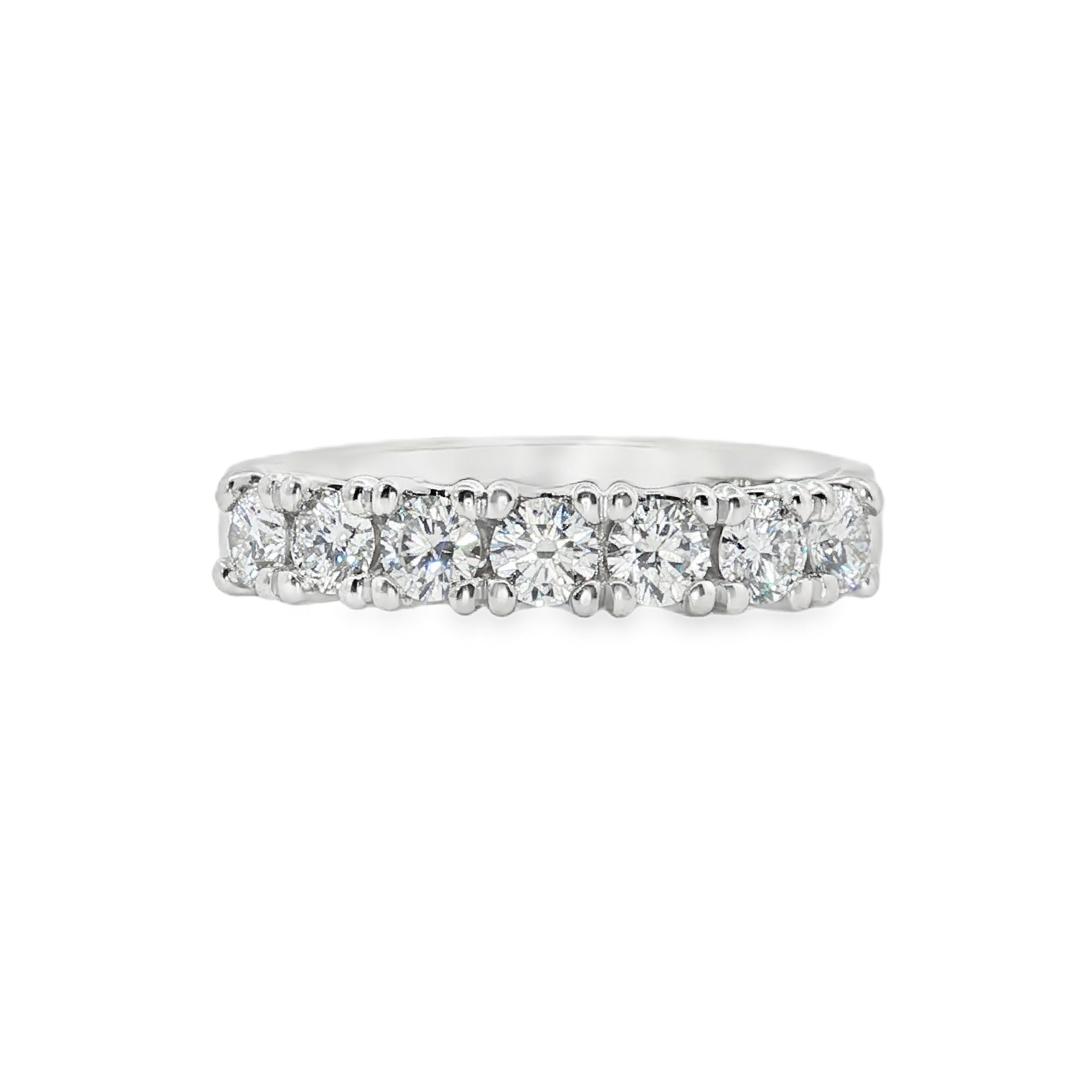 18ct White Gold Round Lab Grown Diamond Claw Set Wedding Band – 0.75ct TDW