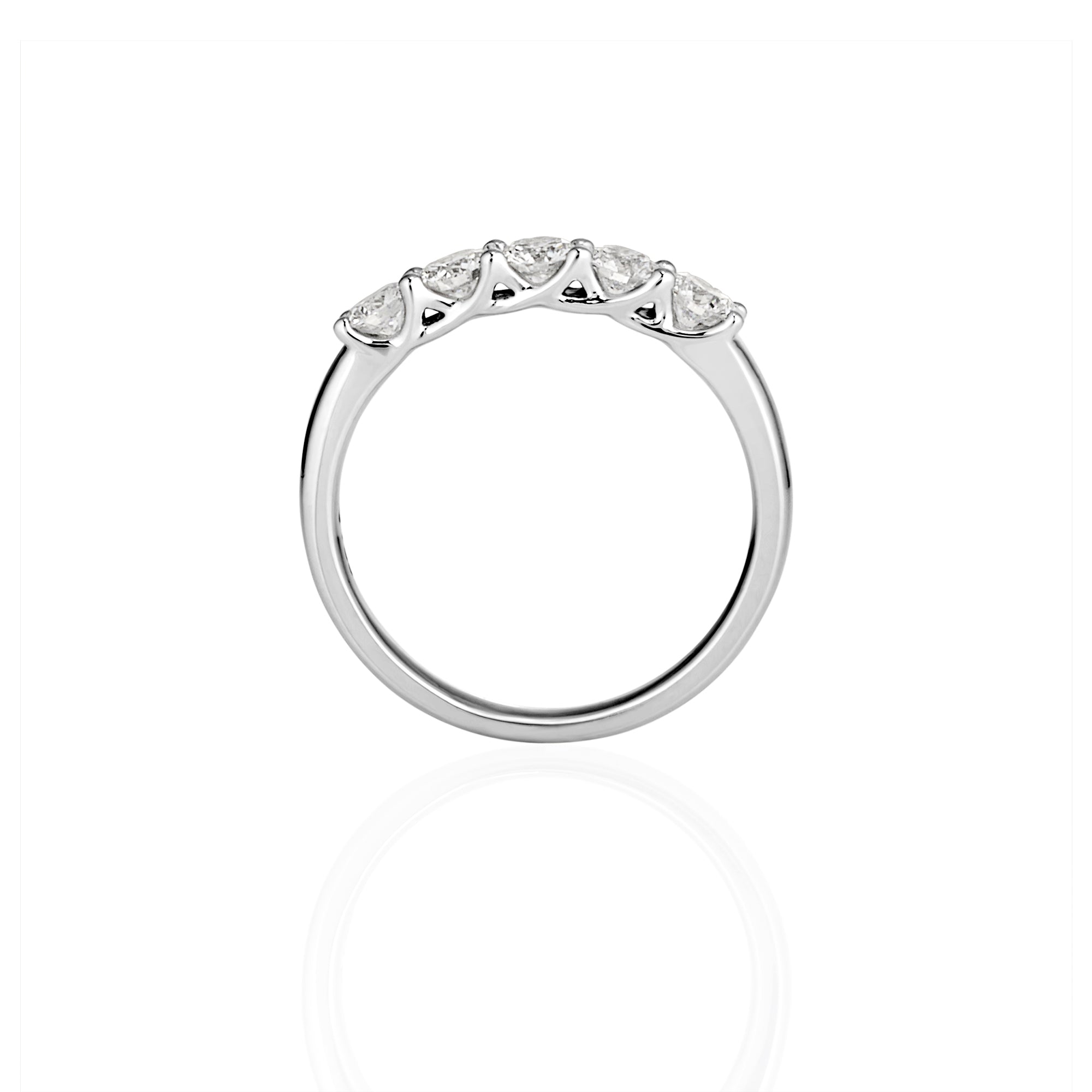 18ct White Gold Round Lab Grown Diamond Claw Set Wedding Band - 0.75ct TDW