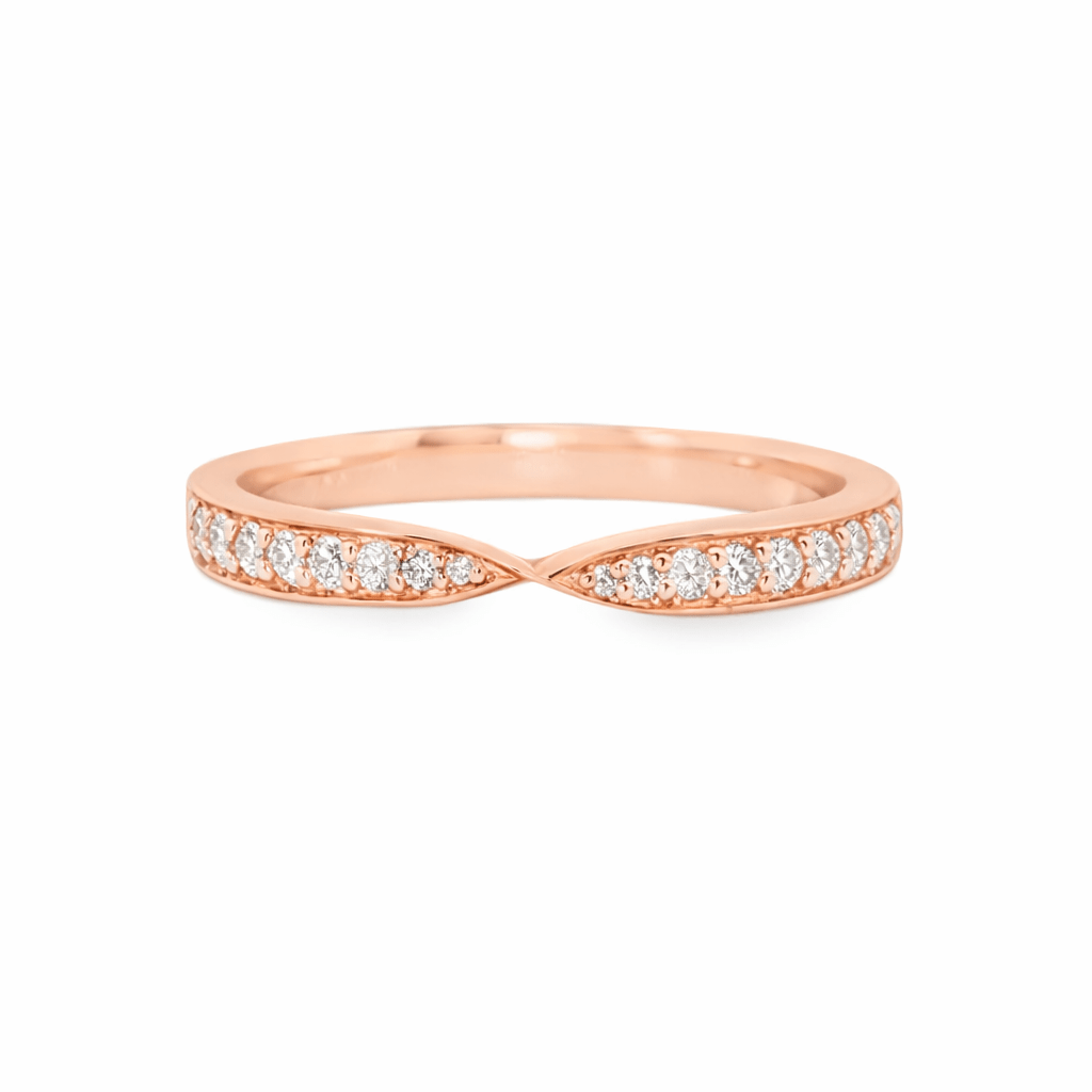 9ct Rose Gold Round Lab Grown Diamond Pinched Wedding Band – 0.20ct TDW - Diamond Lab Boutique