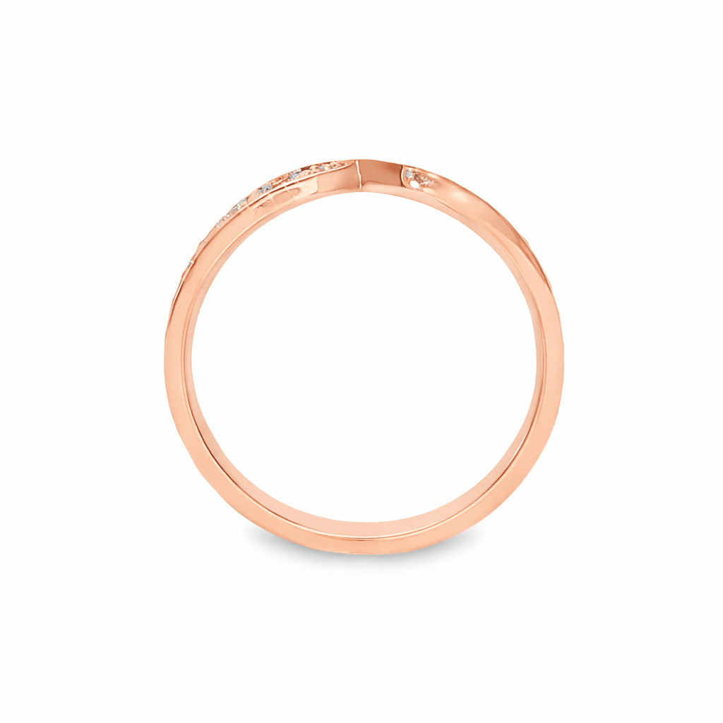 9ct Rose Gold Round Lab Grown Diamond Pinched Wedding Band – 0.20ct TDW - Diamond Lab Boutique