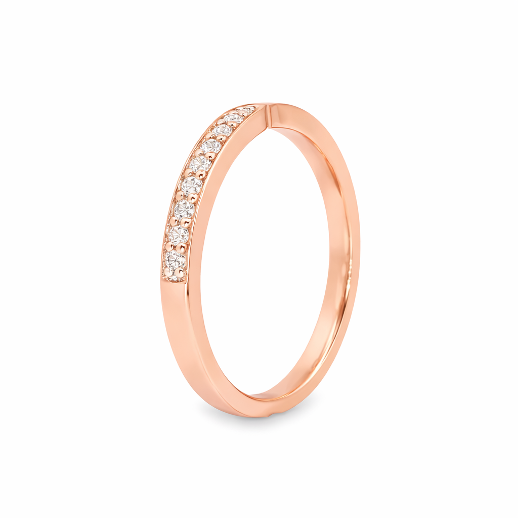 9ct Rose Gold Round Lab Grown Diamond Pinched Wedding Band – 0.20ct TDW