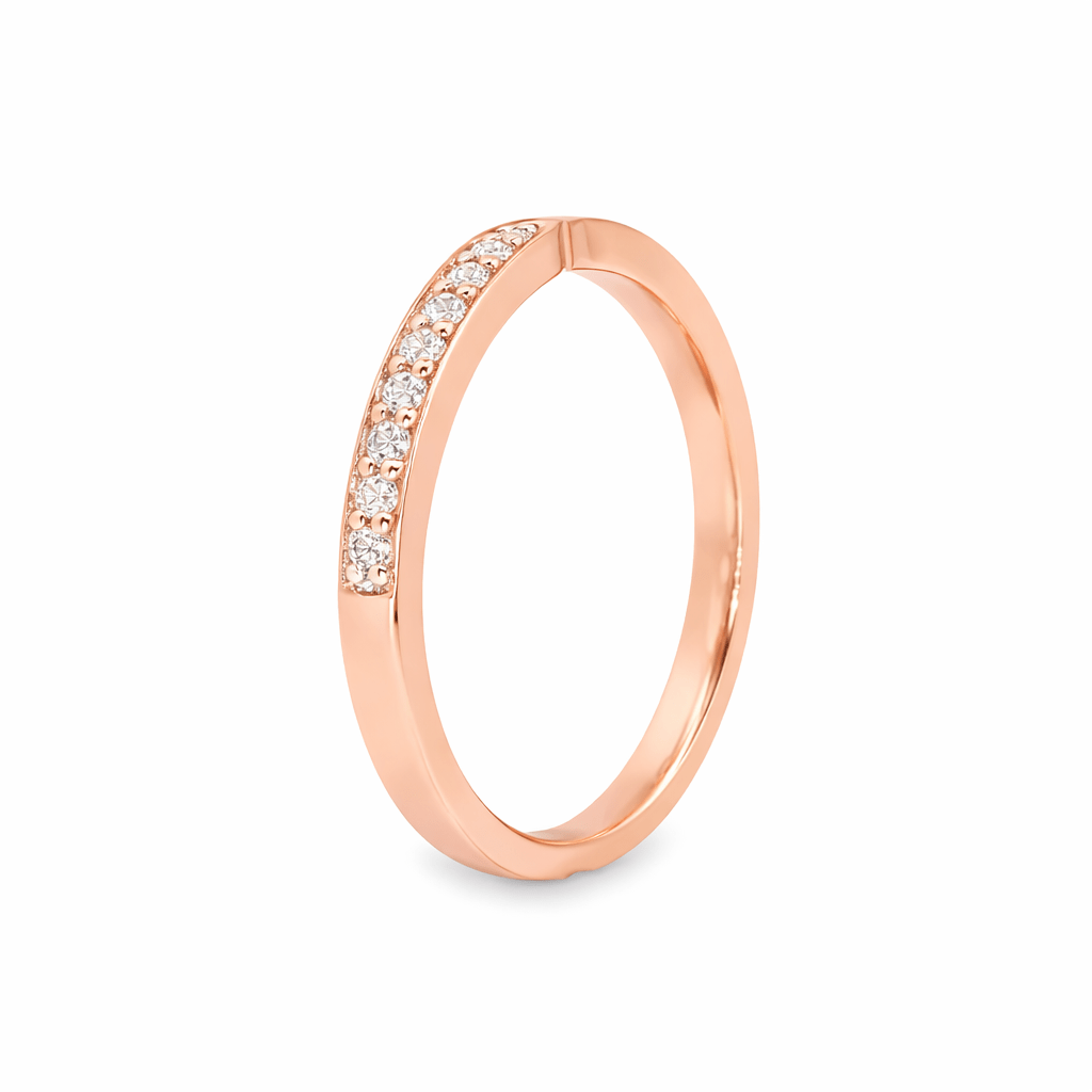 9ct Rose Gold Round Lab Grown Diamond Pinched Wedding Band – 0.20ct TDW - Diamond Lab Boutique