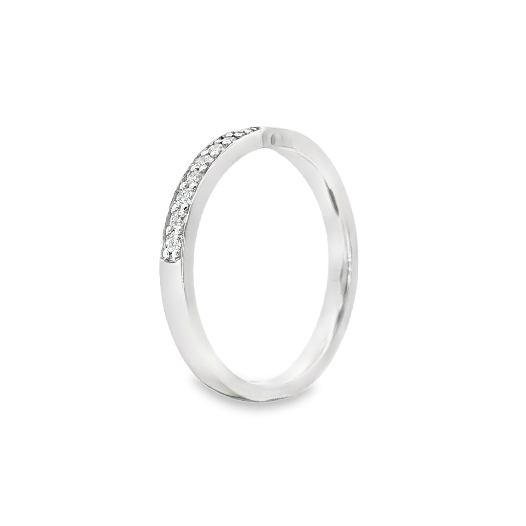 0.20ct Lab-Grown Diamond Pinched Wedding Band in 9ct White Gold, Round