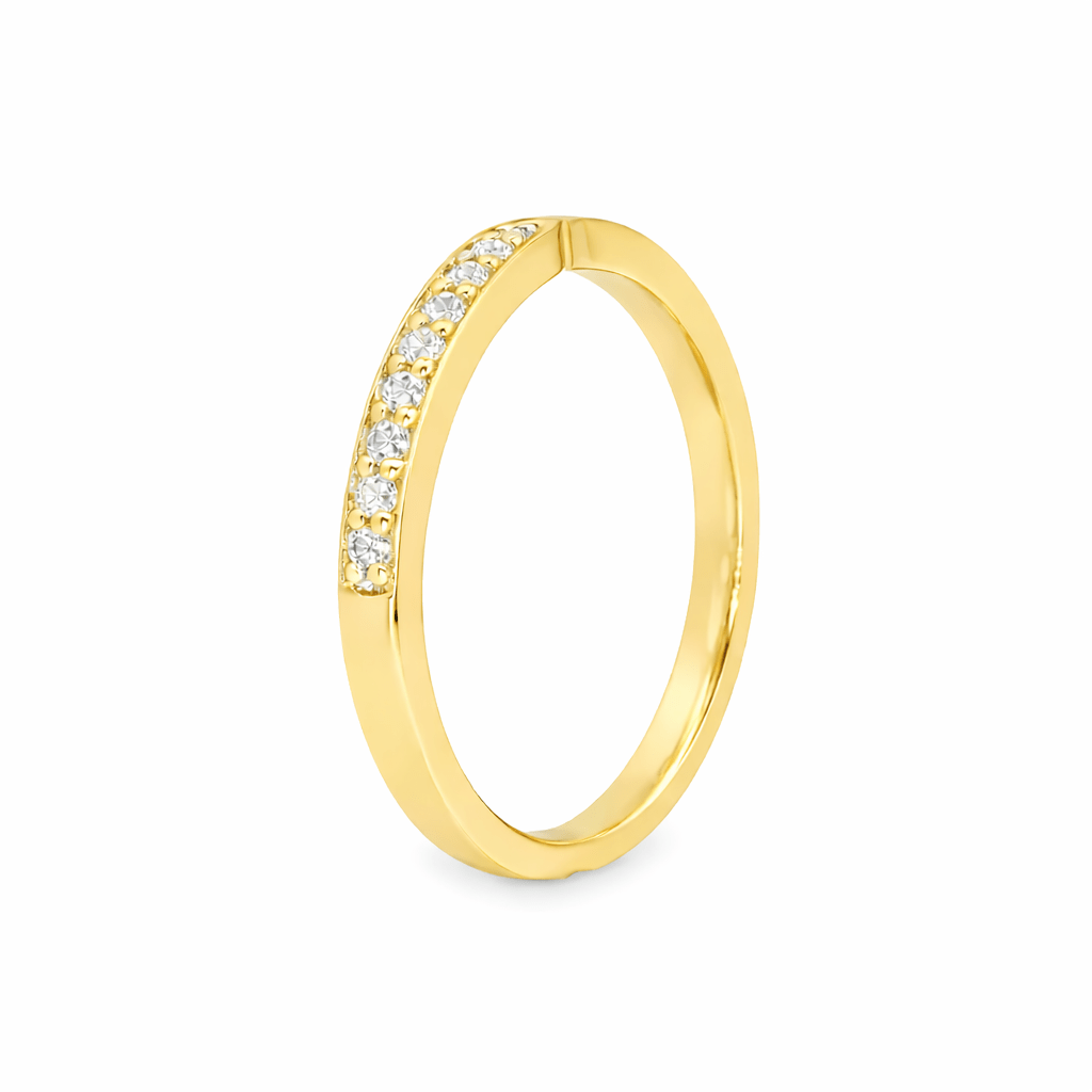 9ct Yellow Gold Round Lab Grown Diamond Pinched Wedding Band – 0.20ct TDW - Diamond Lab Boutique