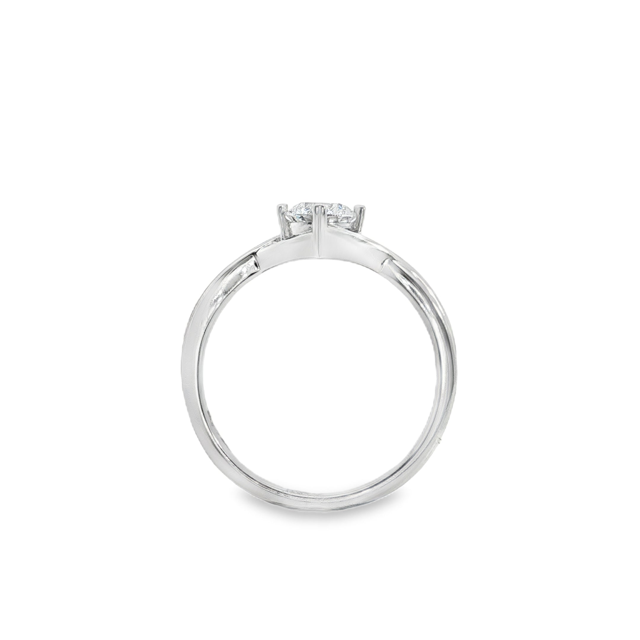 18ct White Gold Round Lab Grown Diamond Twist Shoulder Ring – 0.53ct TDW