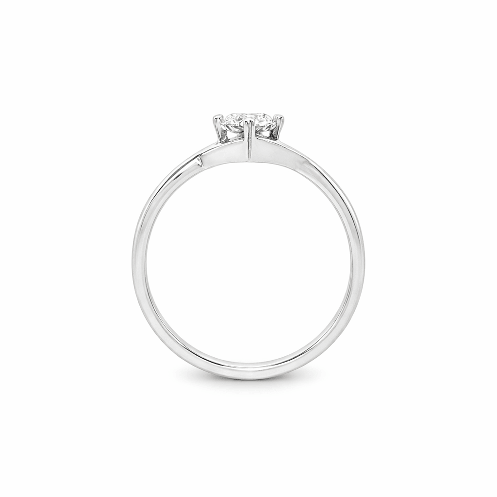 18ct White Gold Round Lab Grown Diamond Twist Shoulder Ring – 0.53ct TDW - Diamond Lab Boutique