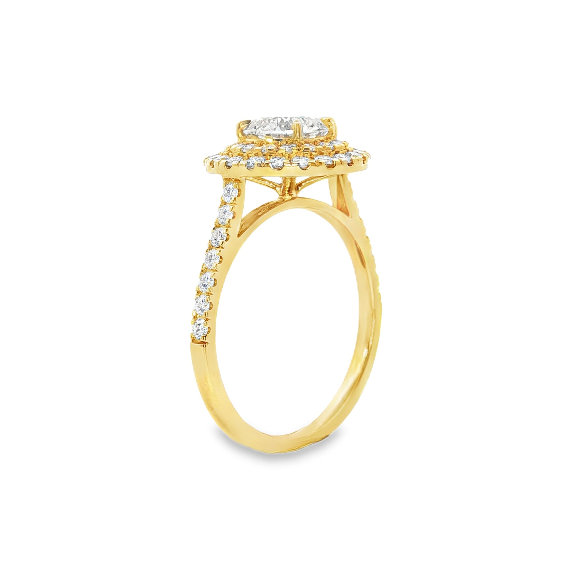 18ct Yellow Gold Lab Grown Diamond Double Halo Ring – 1.61ct TDW