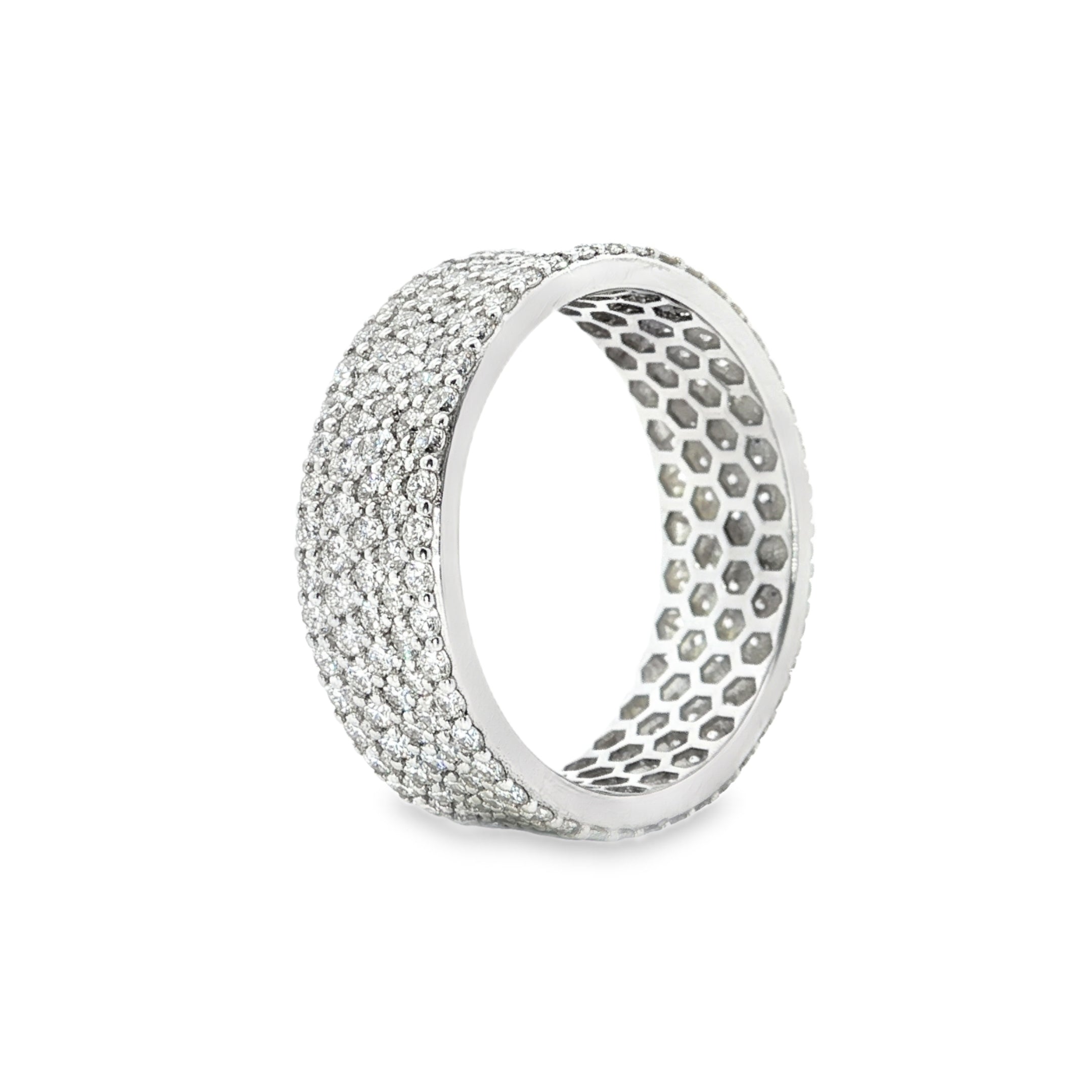 9ct White Gold Wide Lab Grown Diamond Pavé Statement Band – 2.00ct TDW