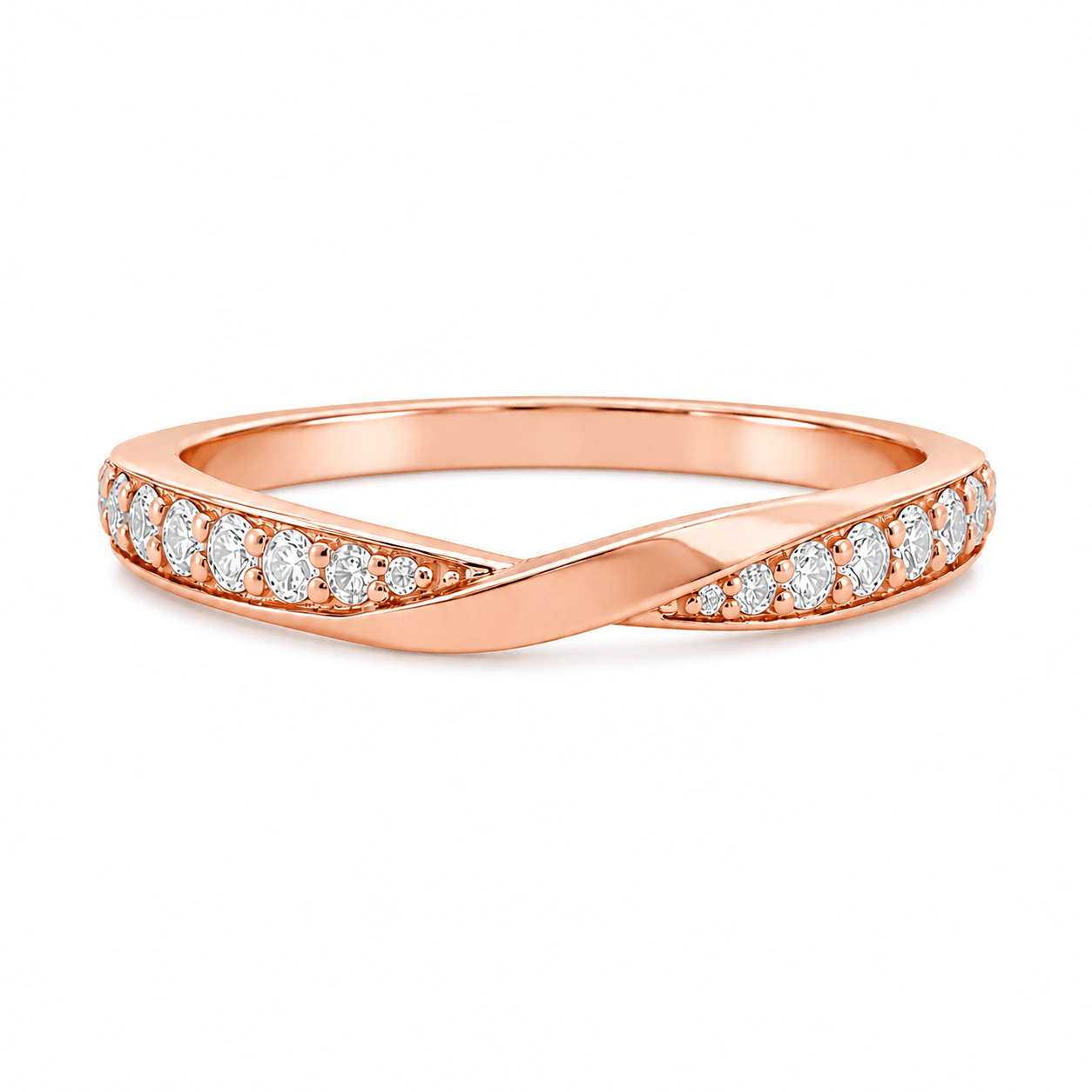 9ct Rose Gold Round Lab Grown Diamond Crossover Band – 0.20ct TDW - Diamond Lab Boutique