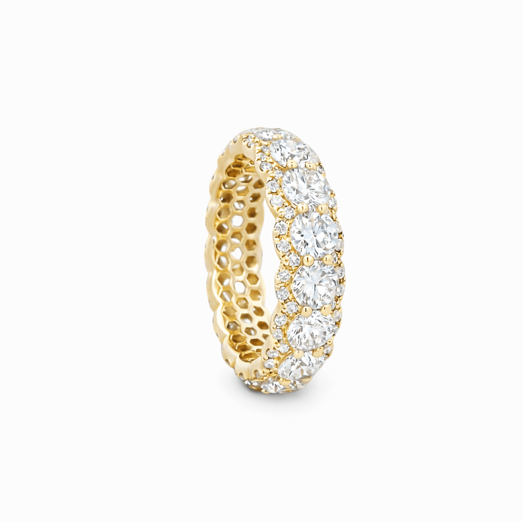 9ct Yellow Gold Round Lab Grown Diamond Fancy Statement Band – 4.95ct TDW - Diamond Lab Boutique