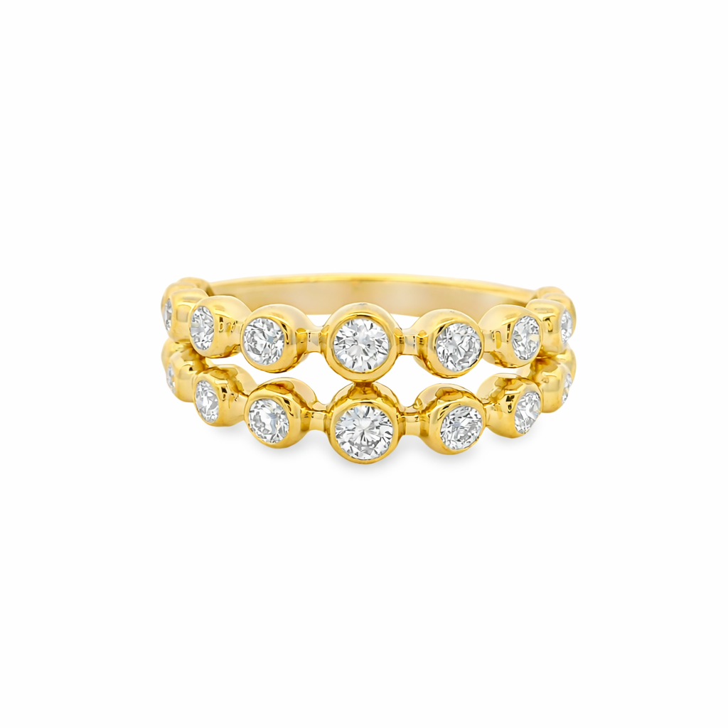 9ct Yellow Gold Round Lab Grown Diamond Multi Band Bezel Statement Ring – 0.60ct TDW