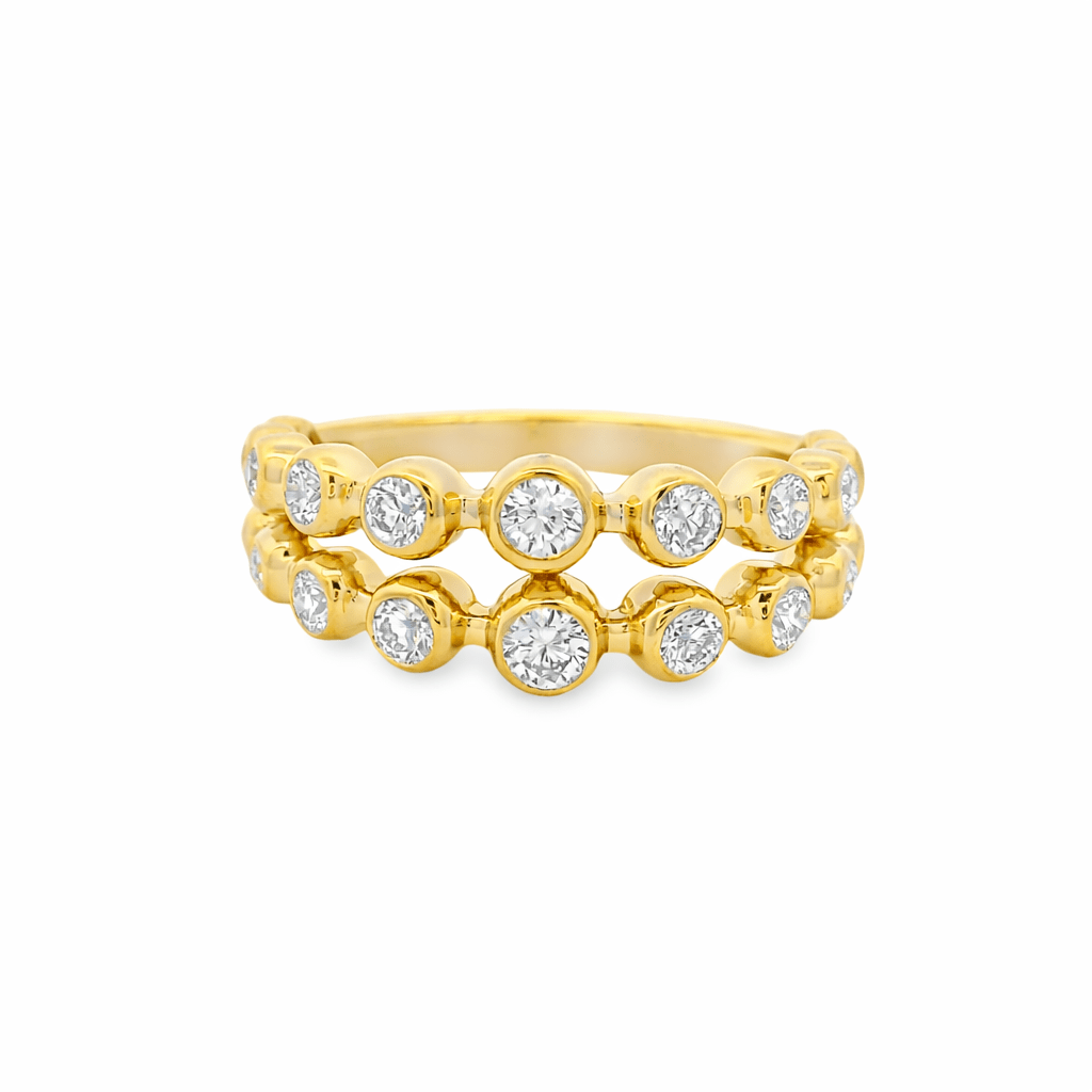 9ct Yellow Gold Round Lab Grown Diamond Multi Band Bezel Statement Ring – 0.60ct TDW - Diamond Lab Boutique