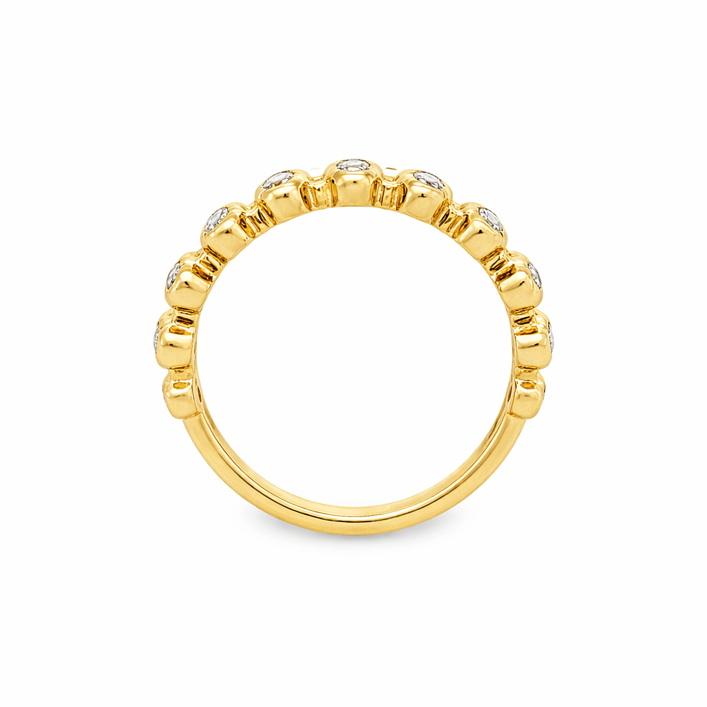 9ct Yellow Gold Round Lab Grown Diamond Multi Band Bezel Statement Ring – 0.60ct TDW - Diamond Lab Boutique