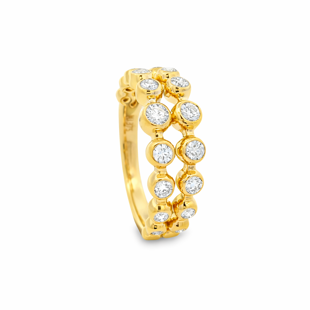 9ct Yellow Gold Round Lab Grown Diamond Multi Band Bezel Statement Ring – 0.60ct TDW