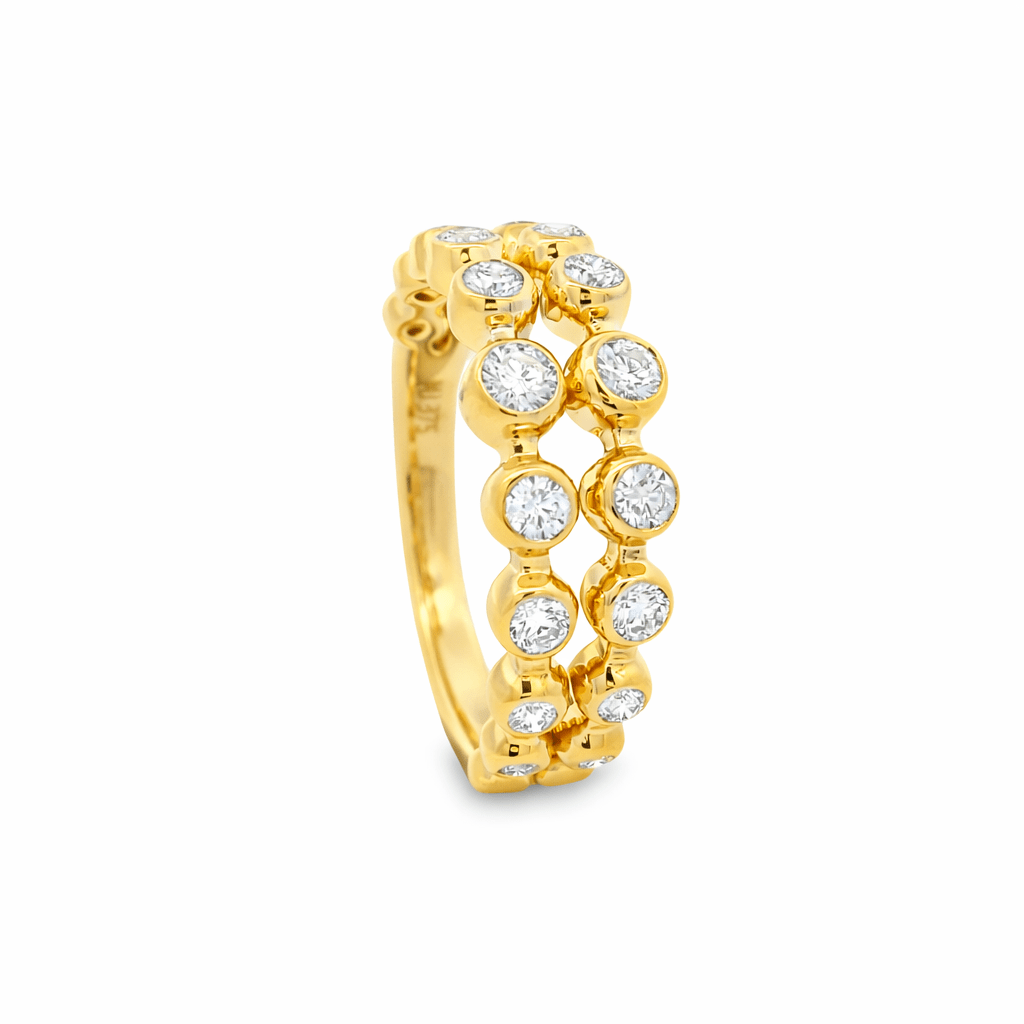 9ct Yellow Gold Round Lab Grown Diamond Multi Band Bezel Statement Ring – 0.60ct TDW - Diamond Lab Boutique
