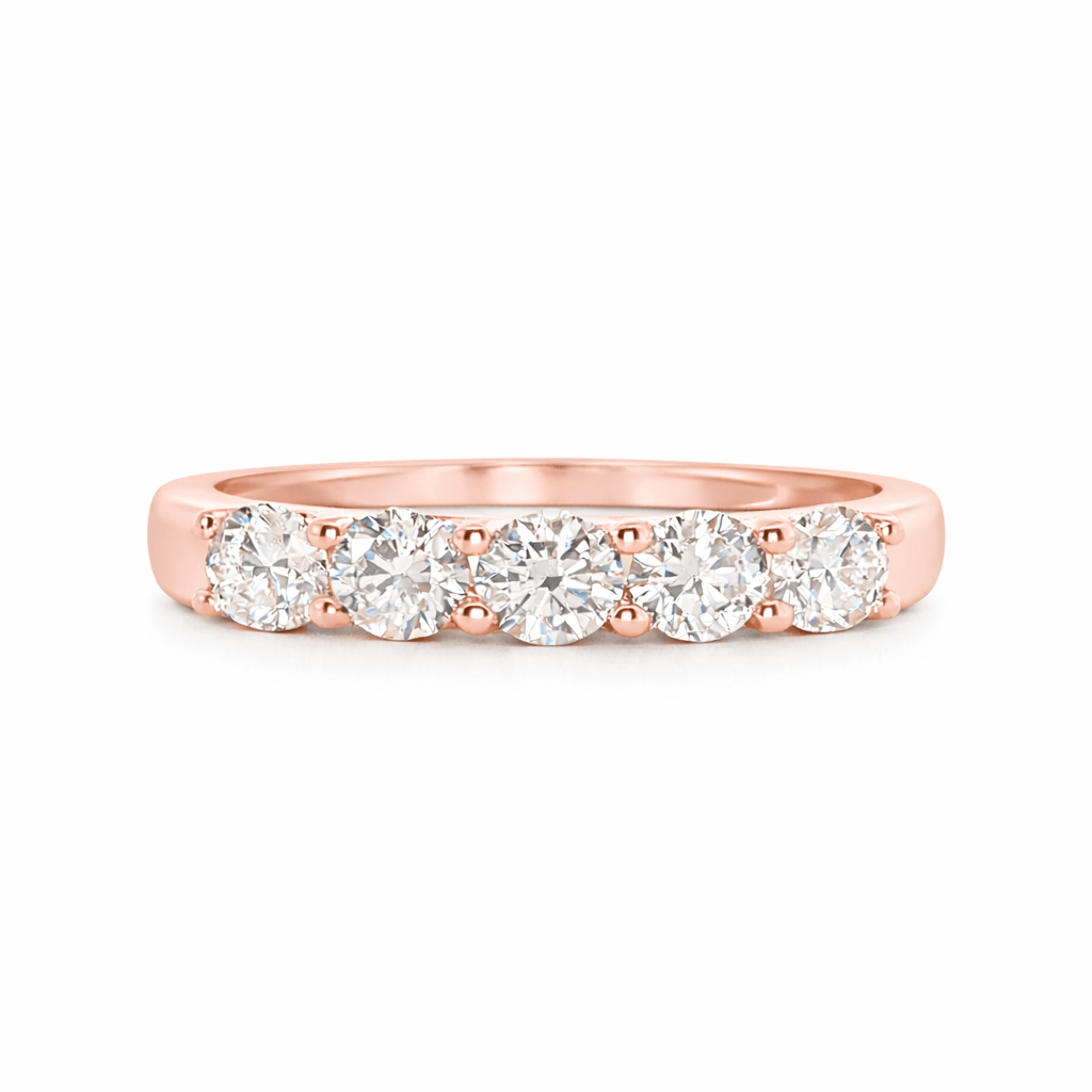 9ct Rose Gold Round Lab Grown Diamond Wedding Band – 0.70ct TDW - Diamond Lab Boutique
