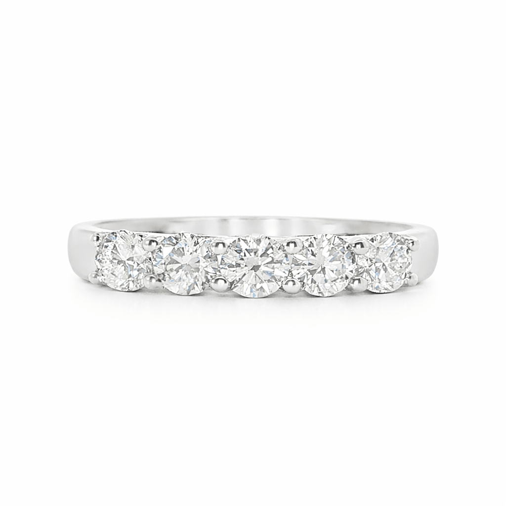 9ct White Gold Round Lab Grown Diamond Wedding Band – 0.70ct TDW - Diamond Lab Boutique