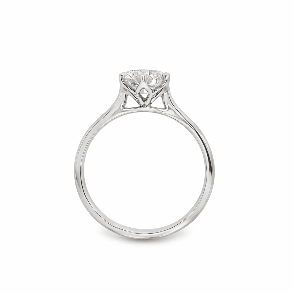 18ct White Gold Round Lab Grown Diamond Tulip 6-Claw Engagement Ring – 1.03ct TDW - Diamond Lab Boutique