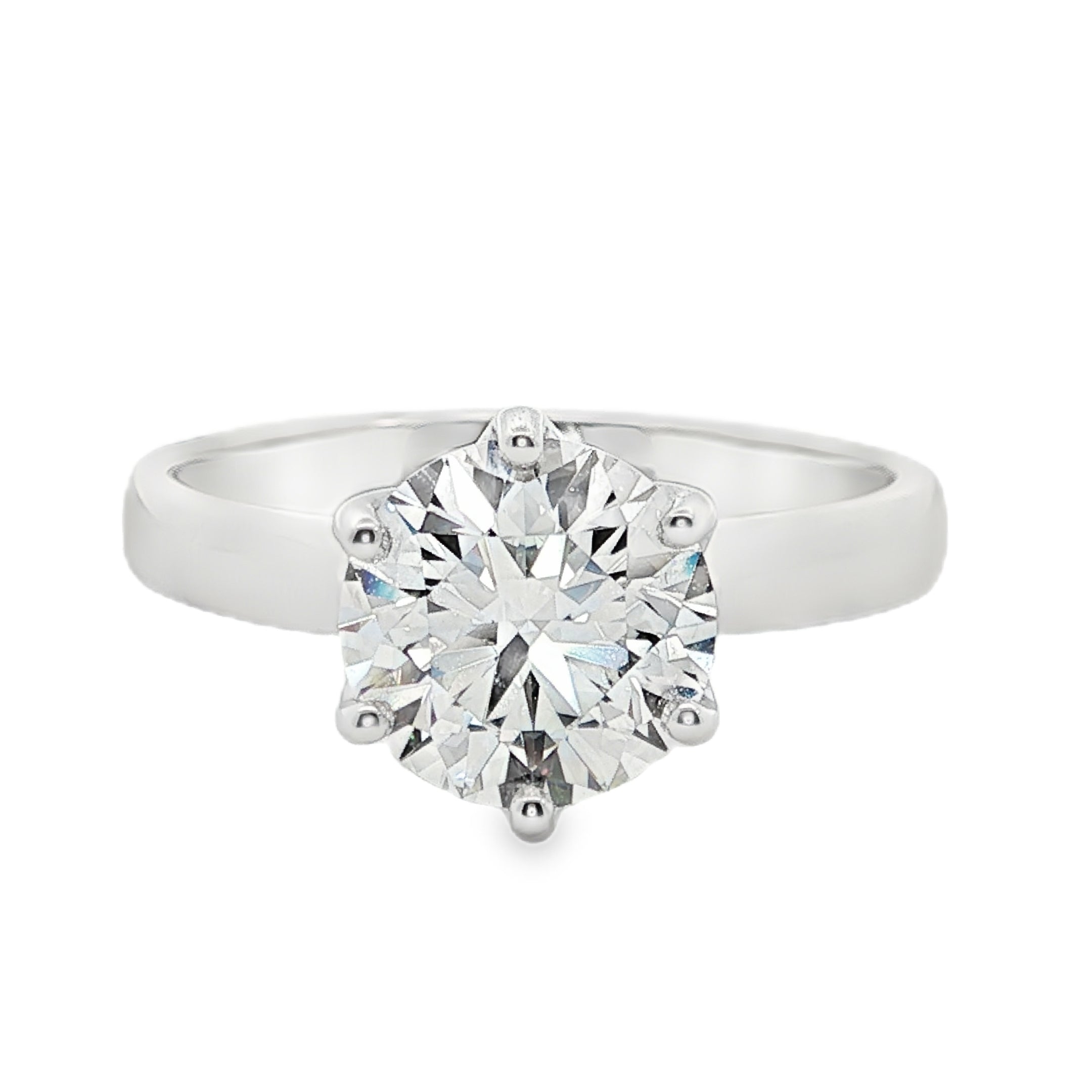 2.02ct Round Lab-Grown Diamond Tulip 6-Claw Engagement Ring in 18ct White Gold