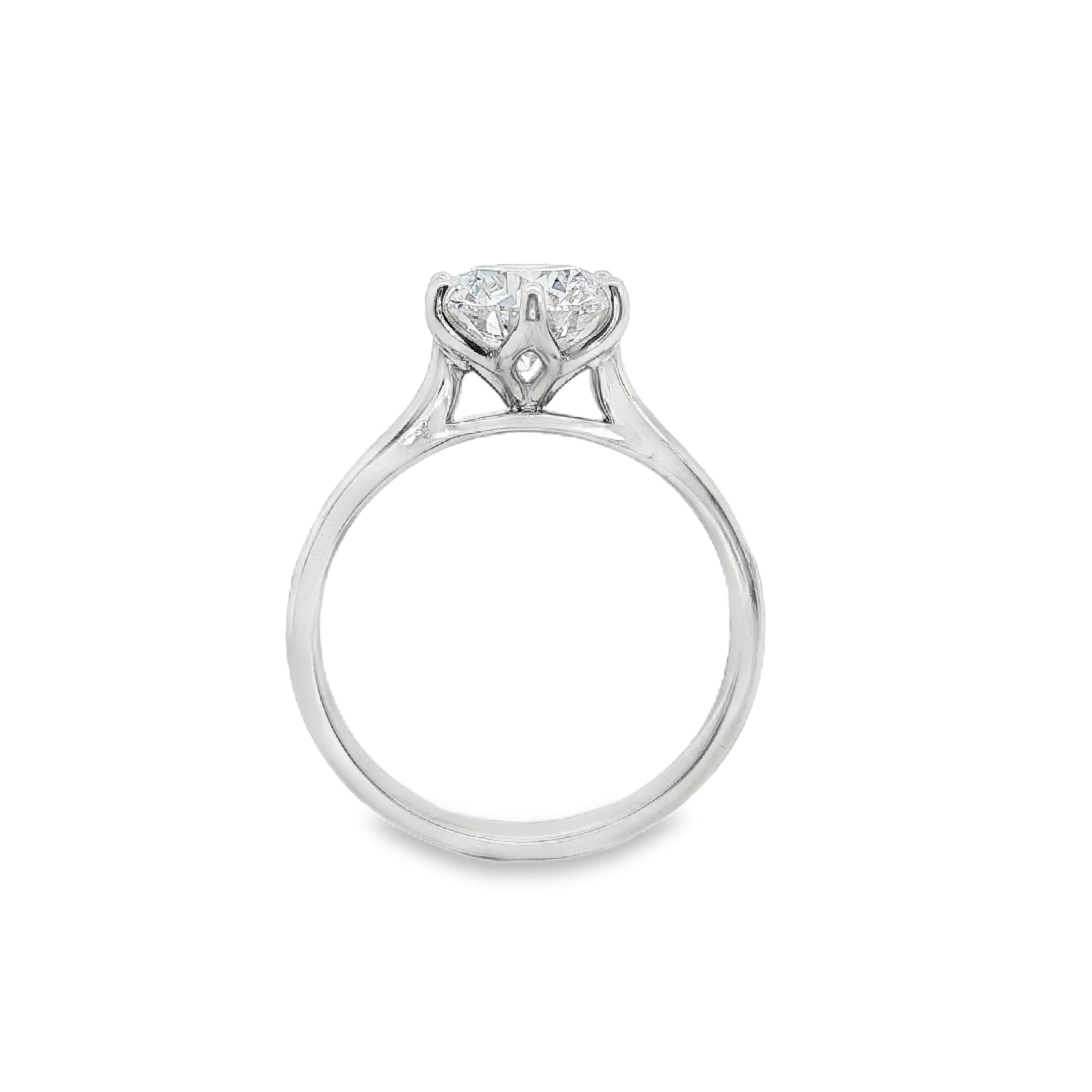 18ct White Gold Round Lab Grown Diamond Tulip 6-Claw Engagement Ring – 2.02ct TDW