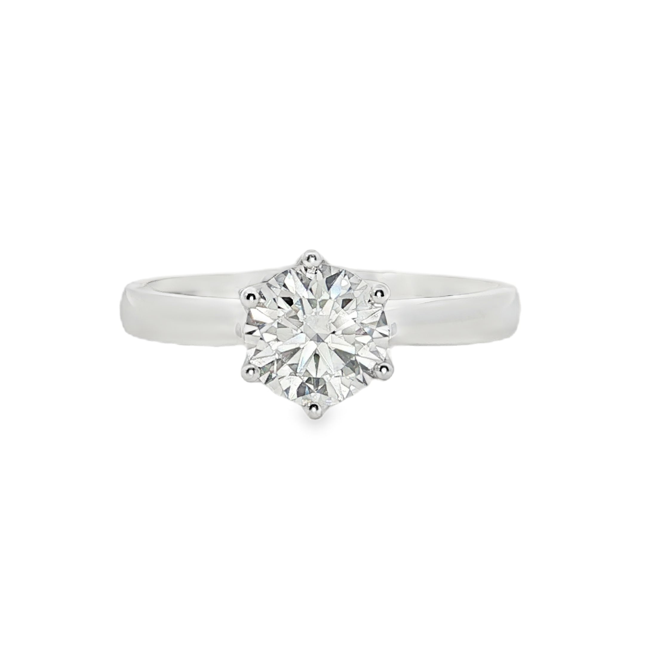 18ct White Gold Round Lab Grown Diamond Tulip 6-Claw Engagement Ring - 2.01ct TDW