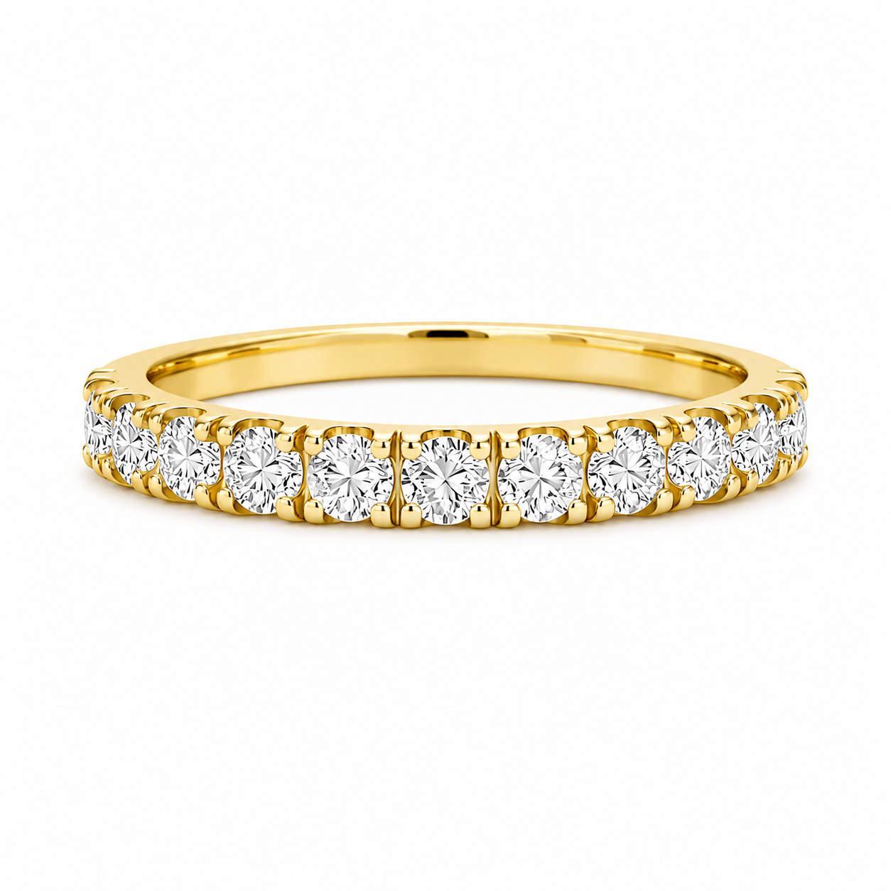18ct Yellow Gold Round Lab Grown Diamond Split Claw Band – 0.95ct TDW