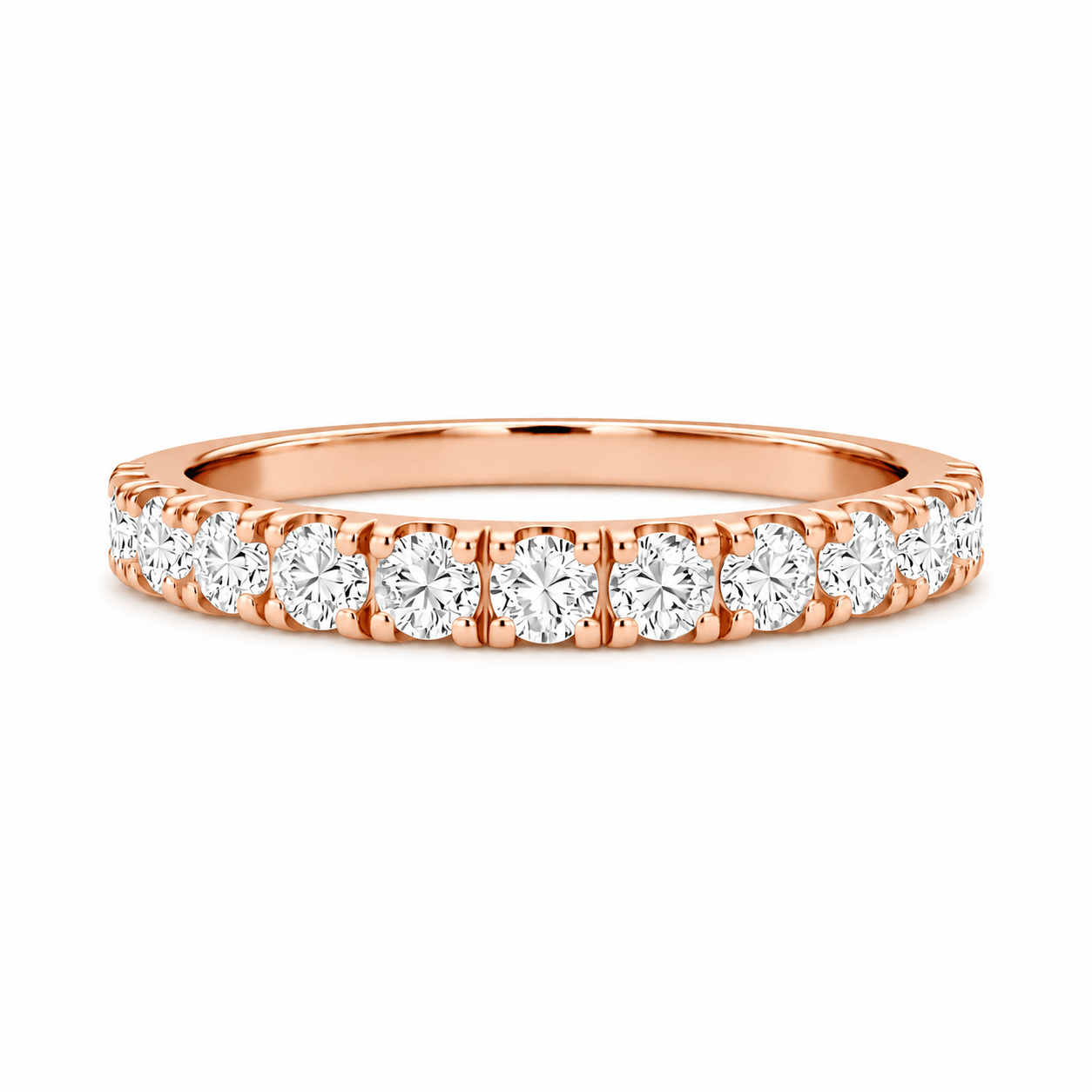 9ct Rose Gold Round Lab Grown Diamond Split Prong Band – 0.95ct TDW - Diamond Lab Boutique