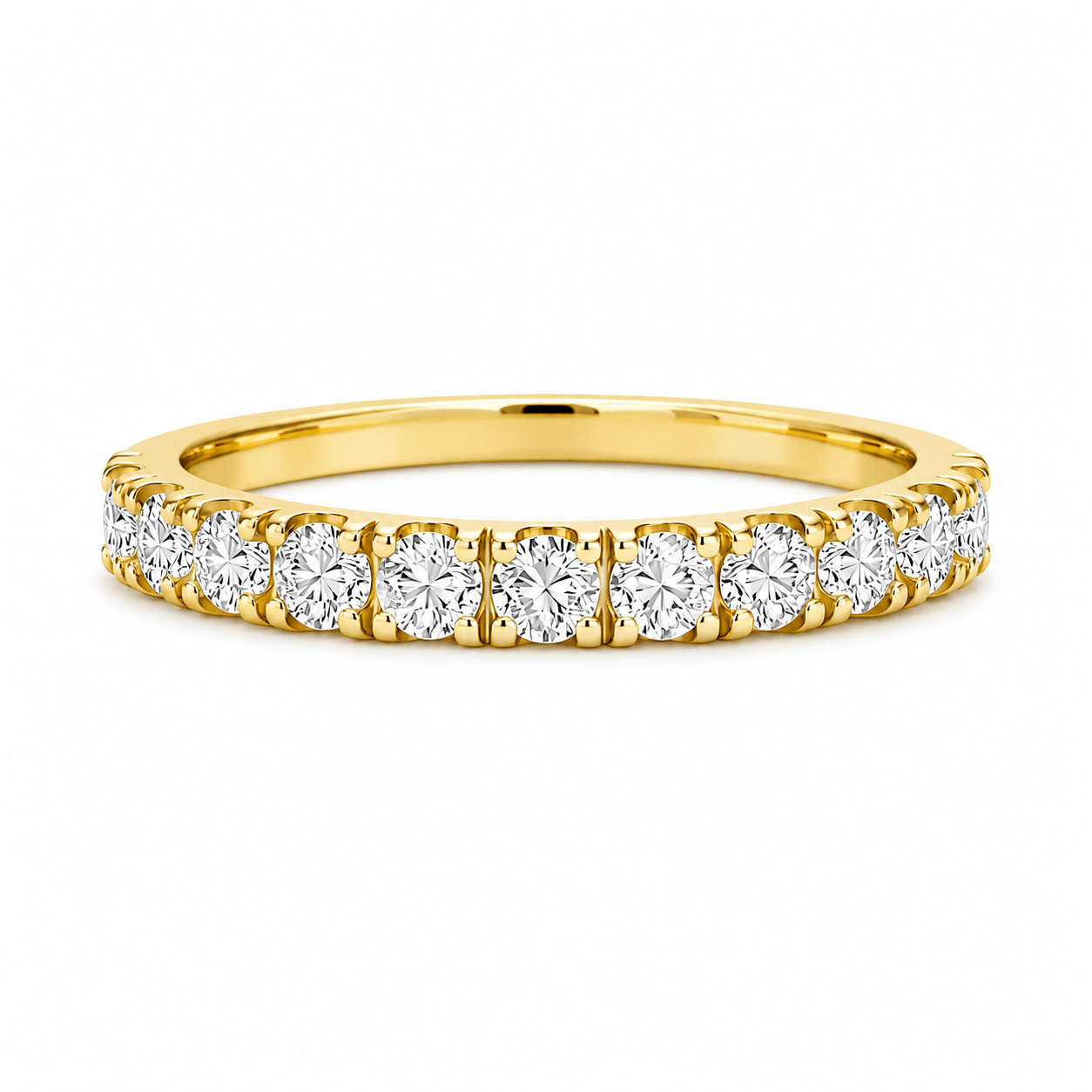 9ct Yellow Gold Round Lab Grown Diamond Split Claw Band – 0.95ct TDW - Diamond Lab Boutique