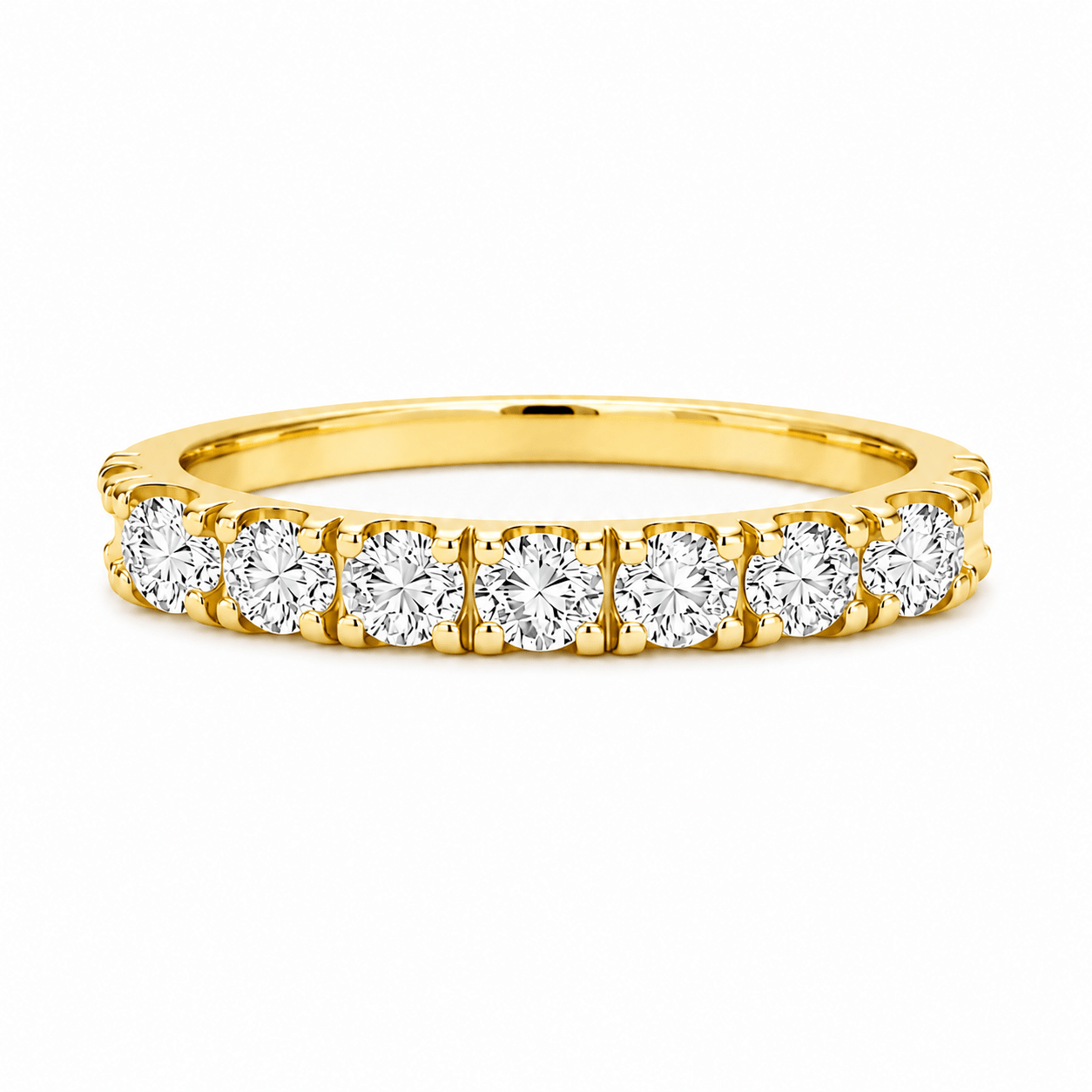 9ct Yellow Gold Round Lab Grown Diamond Split Claw Band – 0.60ct TDW - Diamond Lab Boutique