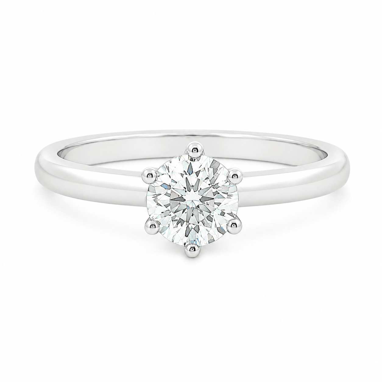 9ct White Gold Round Lab Grown Diamond Solitaire Ring – 1.07ct TDW - Diamond Lab Boutique