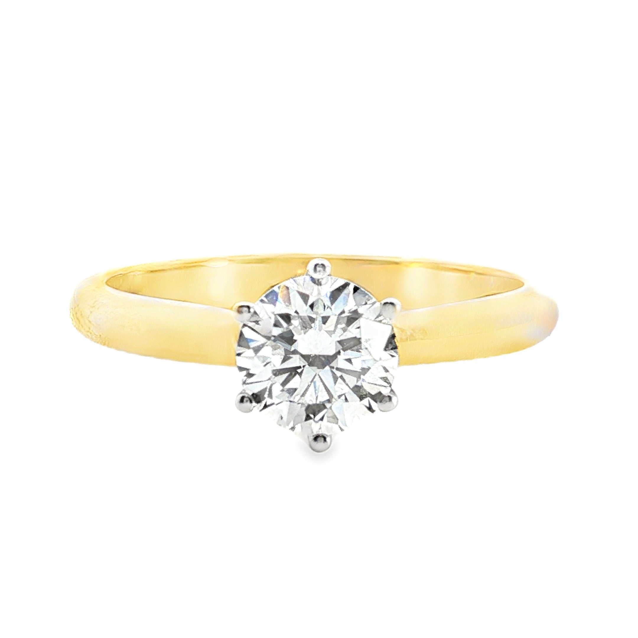 0.75ct Round Lab-Grown Diamond Solitaire Engagement Ring in 9ct Yellow and White Gold
