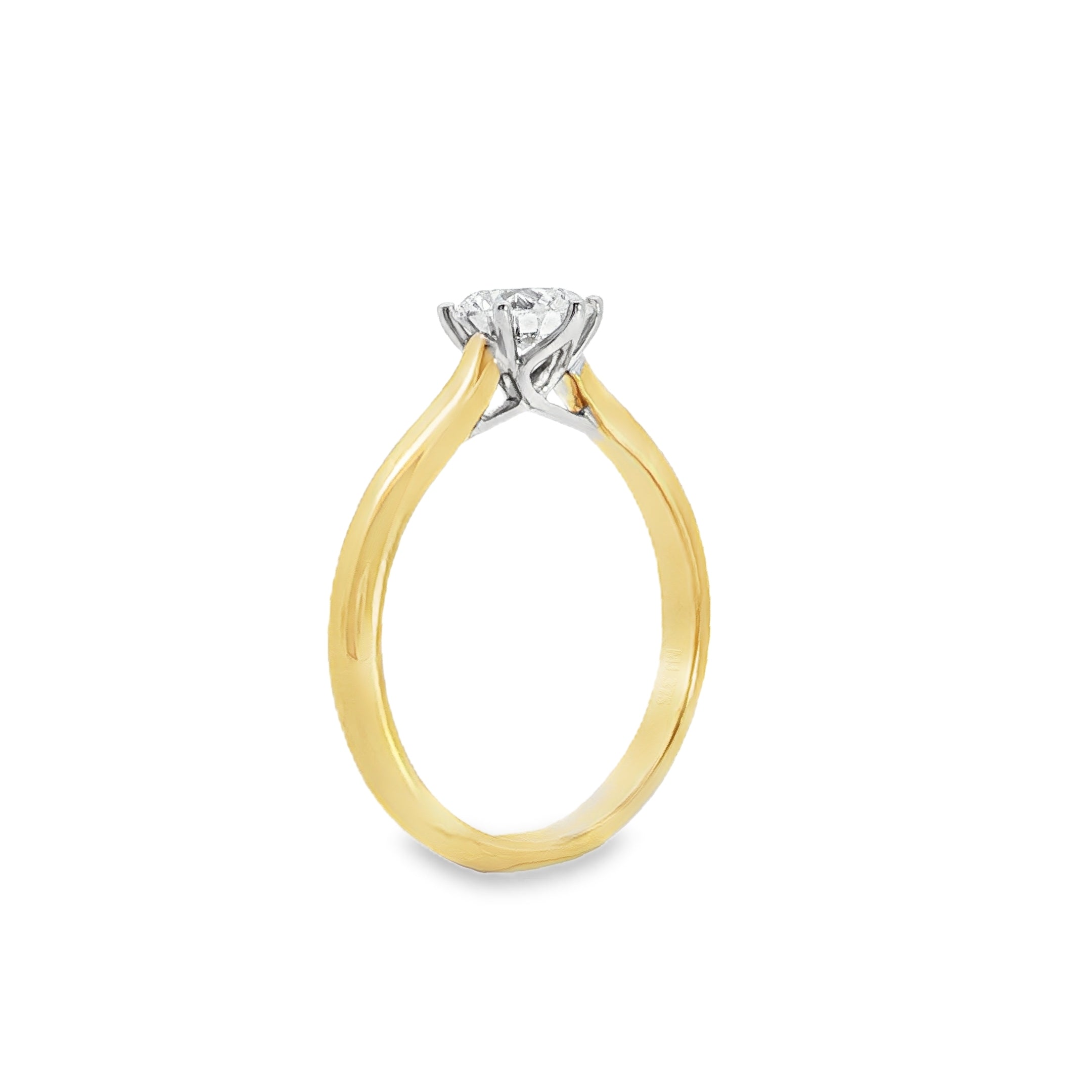 0.75ct Round Lab-Grown Diamond Solitaire Engagement Ring in 9ct Yellow and White Gold