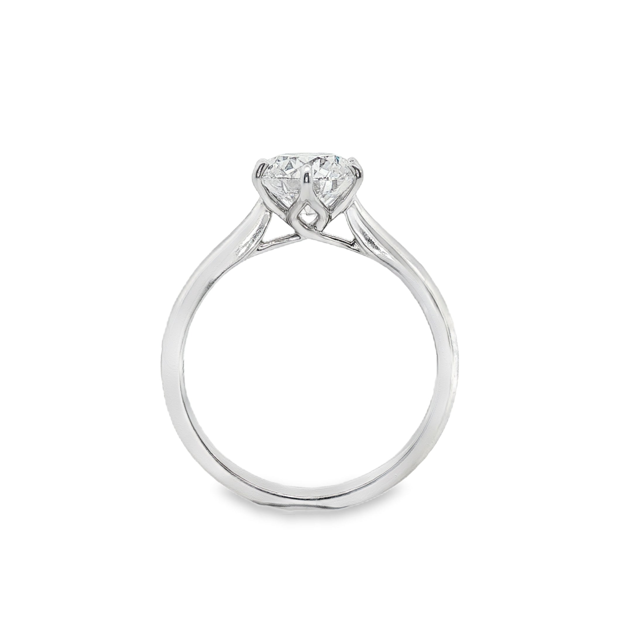 14ct White Gold Round Lab Grown Diamond Solitaire Engagement Ring – 1.50ct TDW
