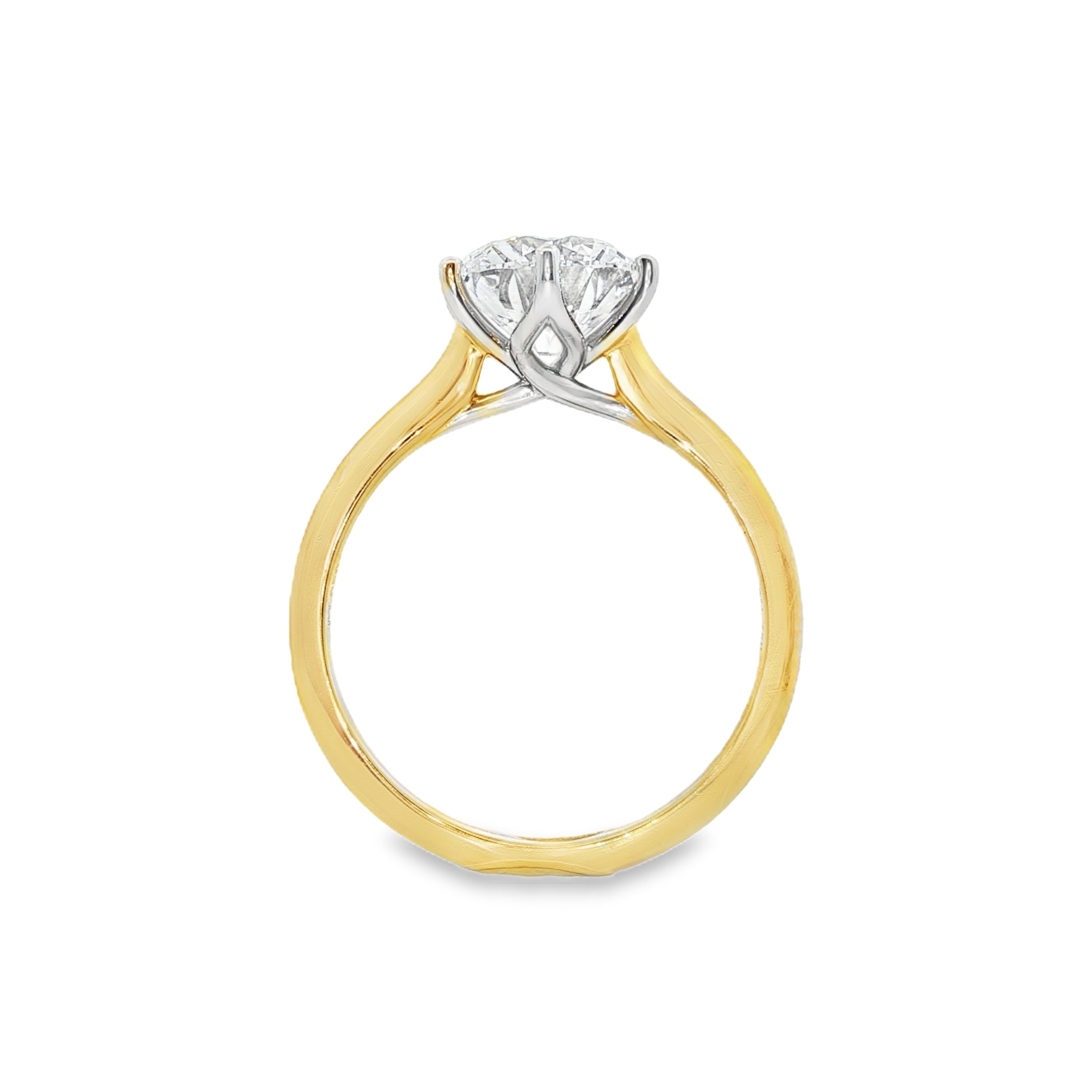 18ct Yellow Gold and Platinum Lab Grown Diamond Solitaire Ring - 2.03ct TDW