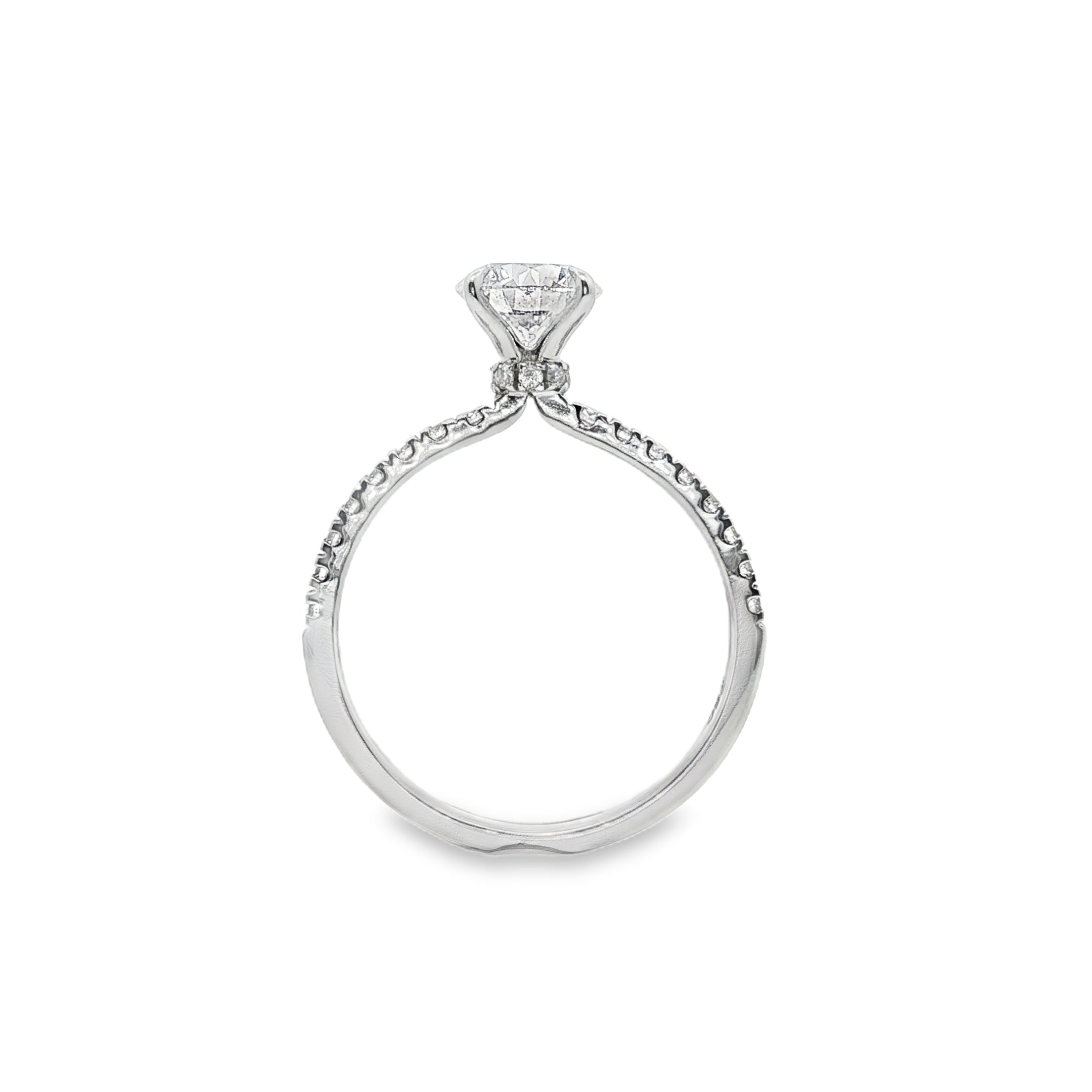 18ct White Gold Round Lab Grown Diamond Engagement Ring with Hidden Halo – 1.33ct TDW