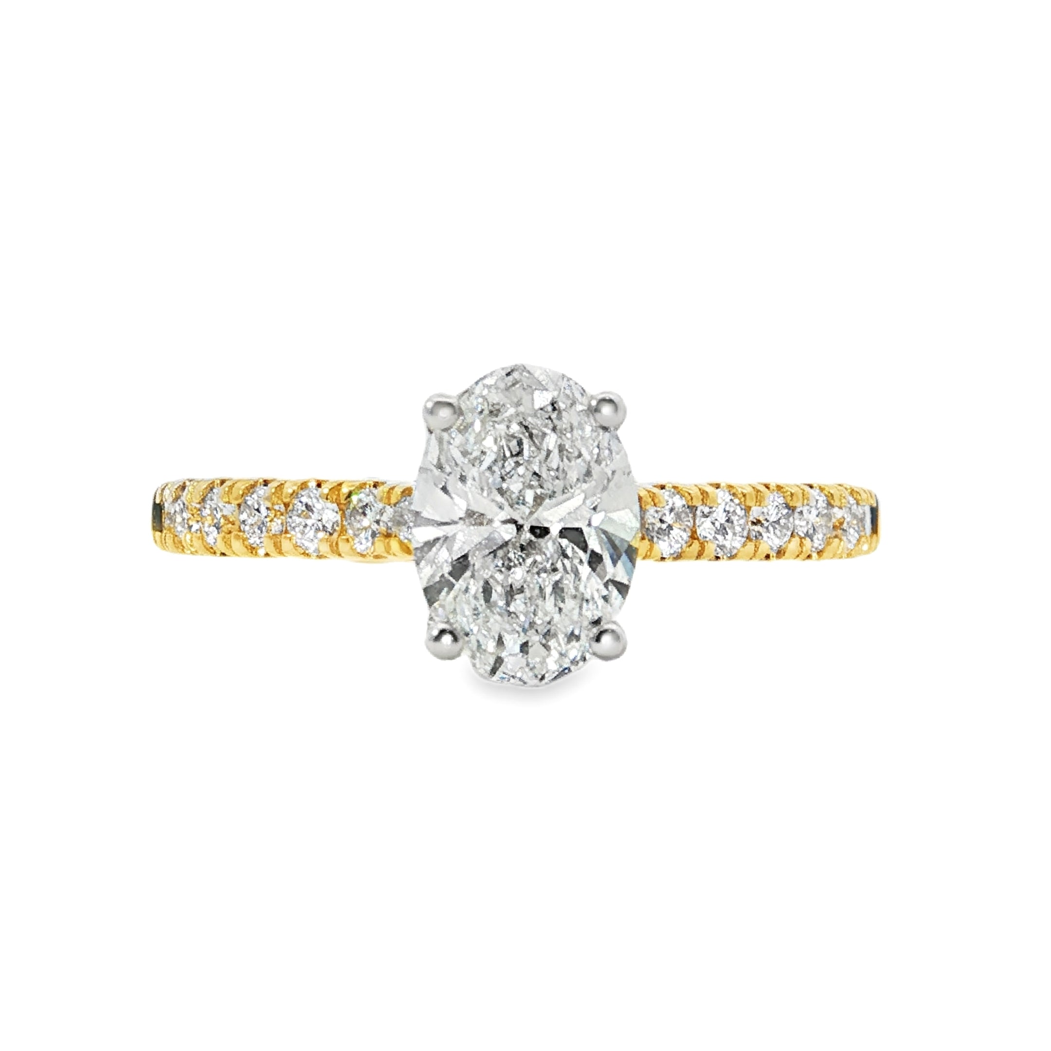 1.38ct Oval Lab-Grown Diamond Engagement Ring in 18ct Yellow and White Gold