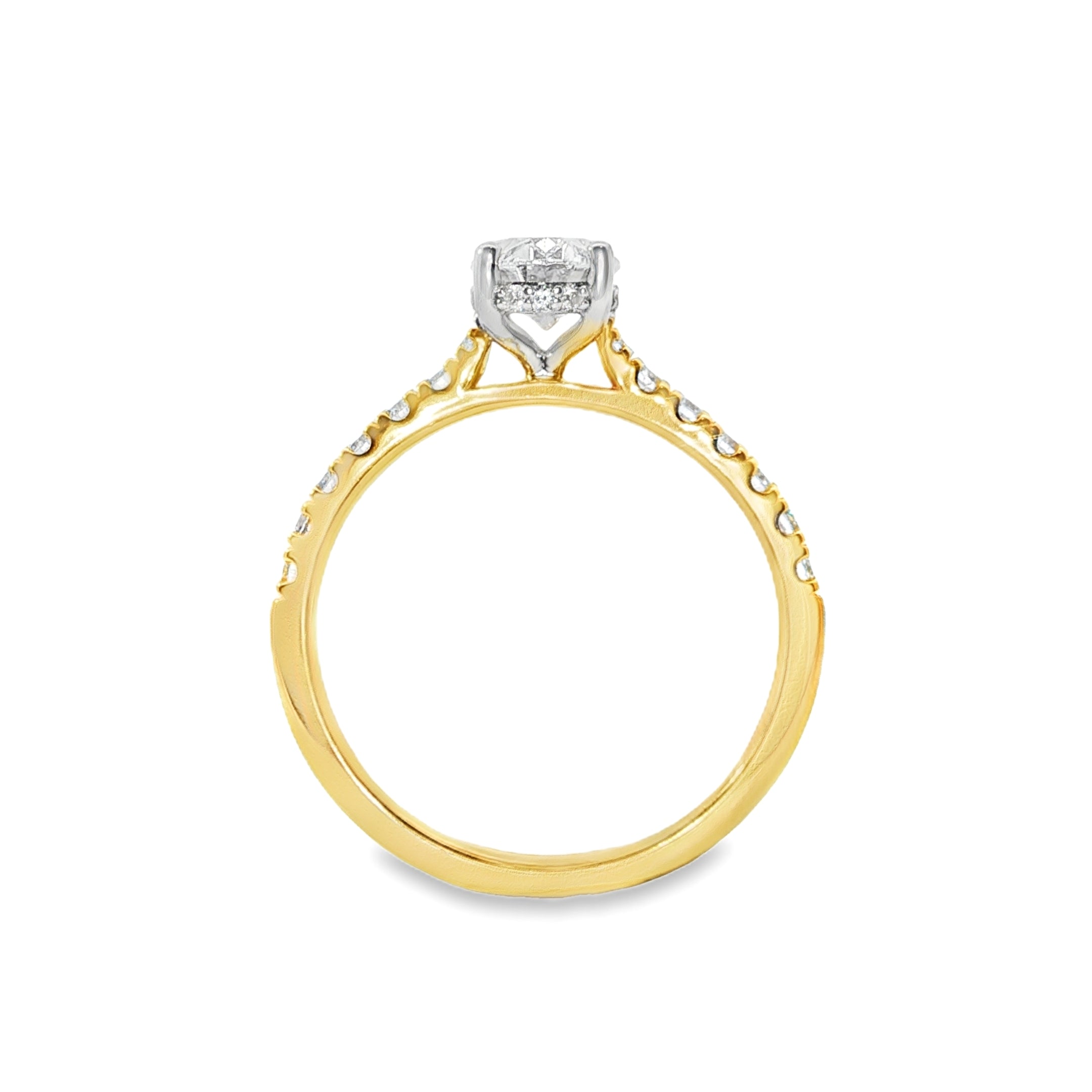 18ct Yellow and White Gold Oval Lab Grown Diamond Engagement Ring – 1.38ct TDW