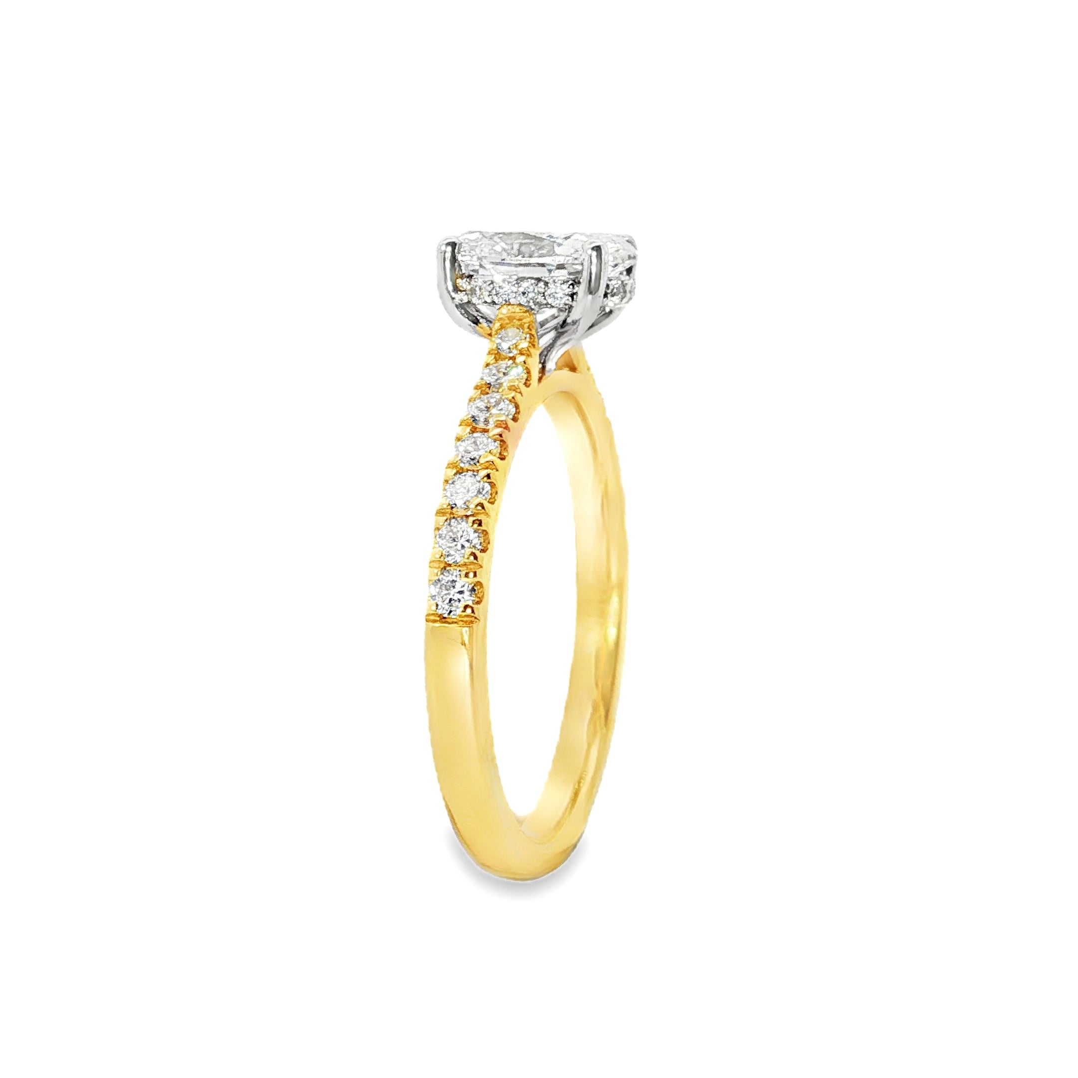 1.38ct Oval Lab-Grown Diamond Engagement Ring in 18ct Yellow and White Gold