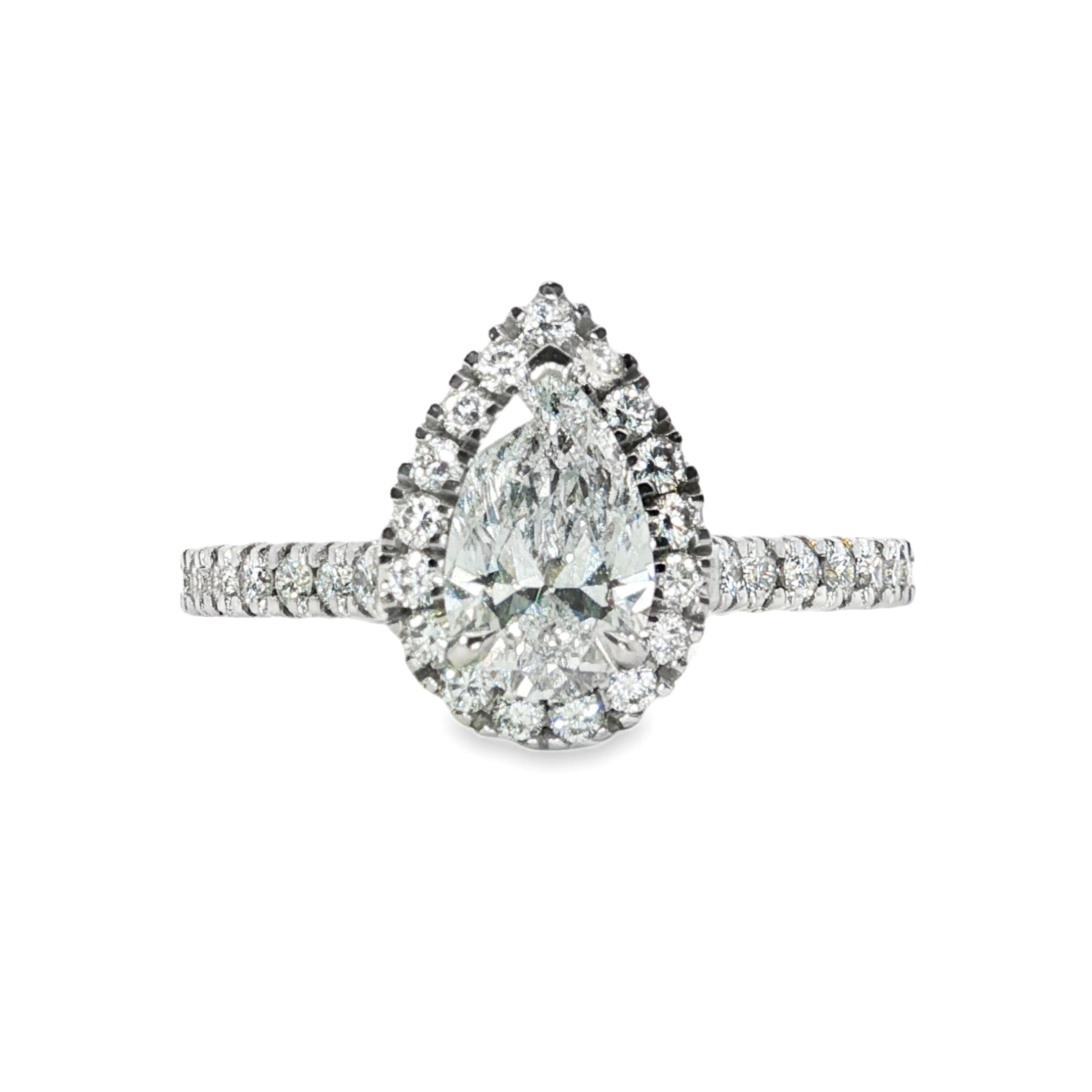 1.19ct Pear-Cut Lab-Grown Diamond Halo Engagement Ring in 9ct White Gold