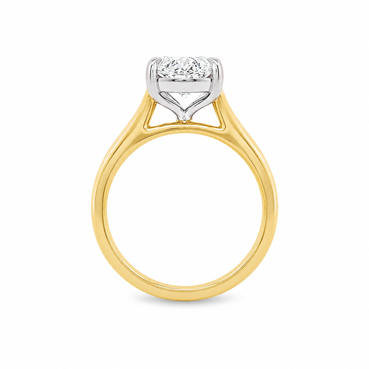18ct Yellow & White Gold Moval Cut Lab Grown Diamond Solitaire Ring – 3.54ct TDW