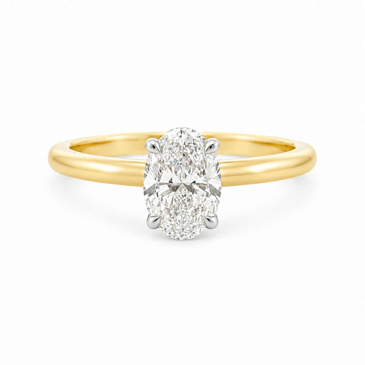 9ct Yellow and White Gold Oval Lab Grown Diamond Solitaire Ring – 0.75ct TDW - Diamond Lab Boutique