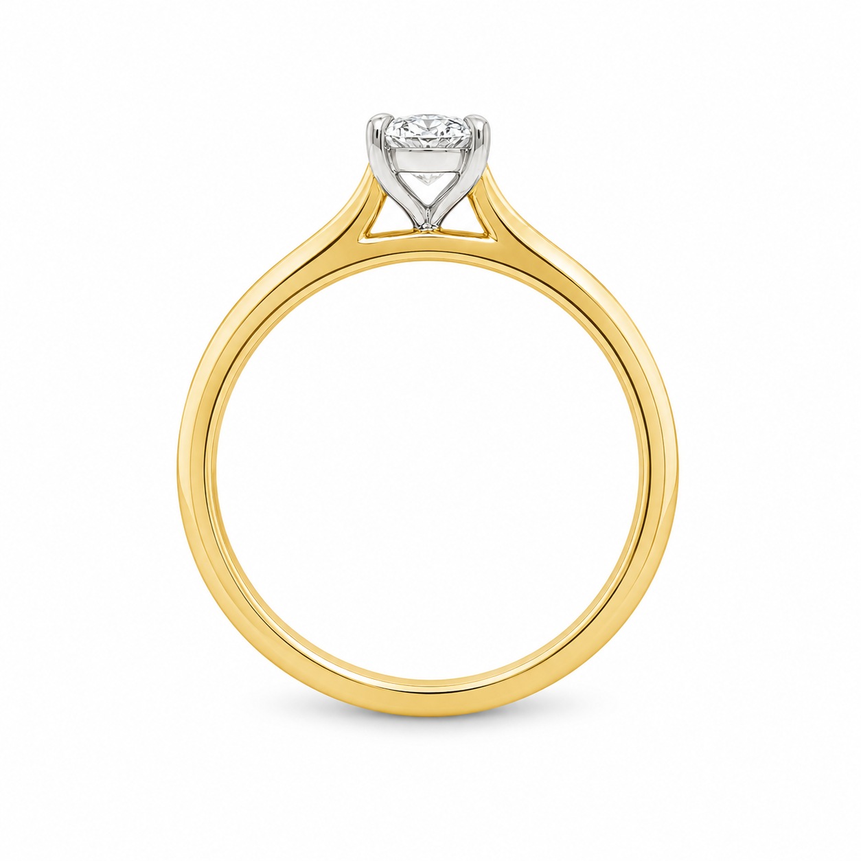 9ct Yellow and White Gold Oval Lab Grown Diamond Solitaire Ring – 0.75ct TDW