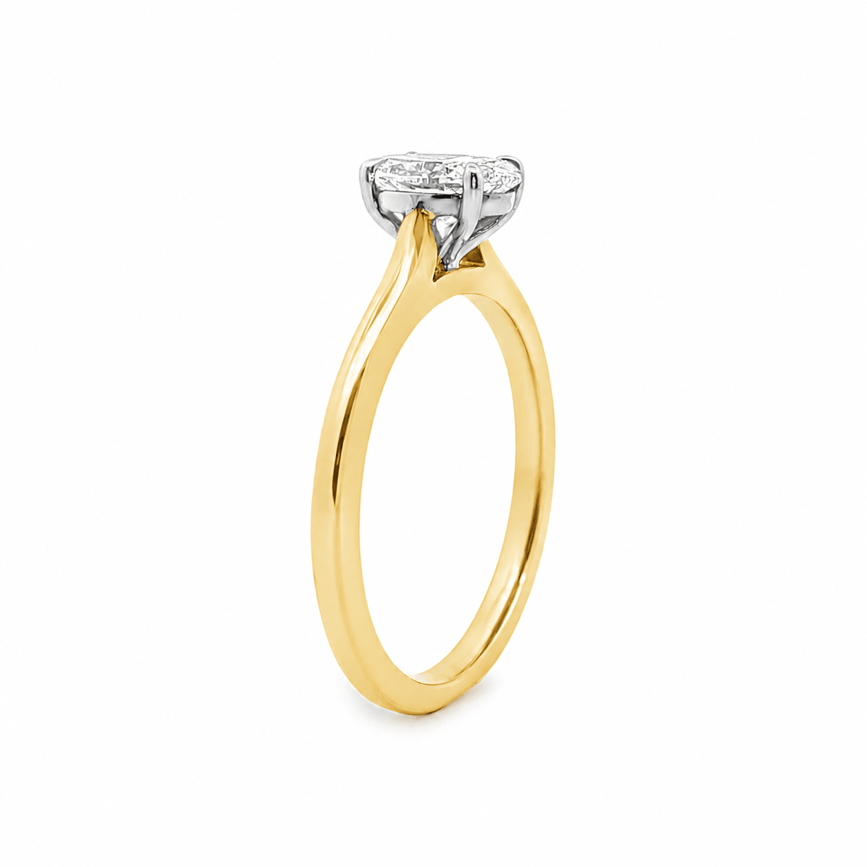 9ct Yellow and White Gold Oval Lab Grown Diamond Solitaire Ring – 0.75ct TDW - Diamond Lab Boutique