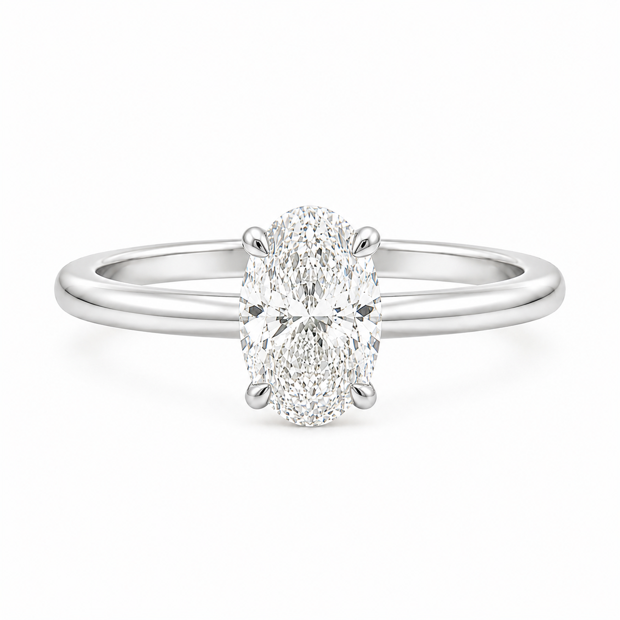 9ct White Gold Oval Lab Grown Diamond Solitaire Engagement Ring – 1.00ct TDW
