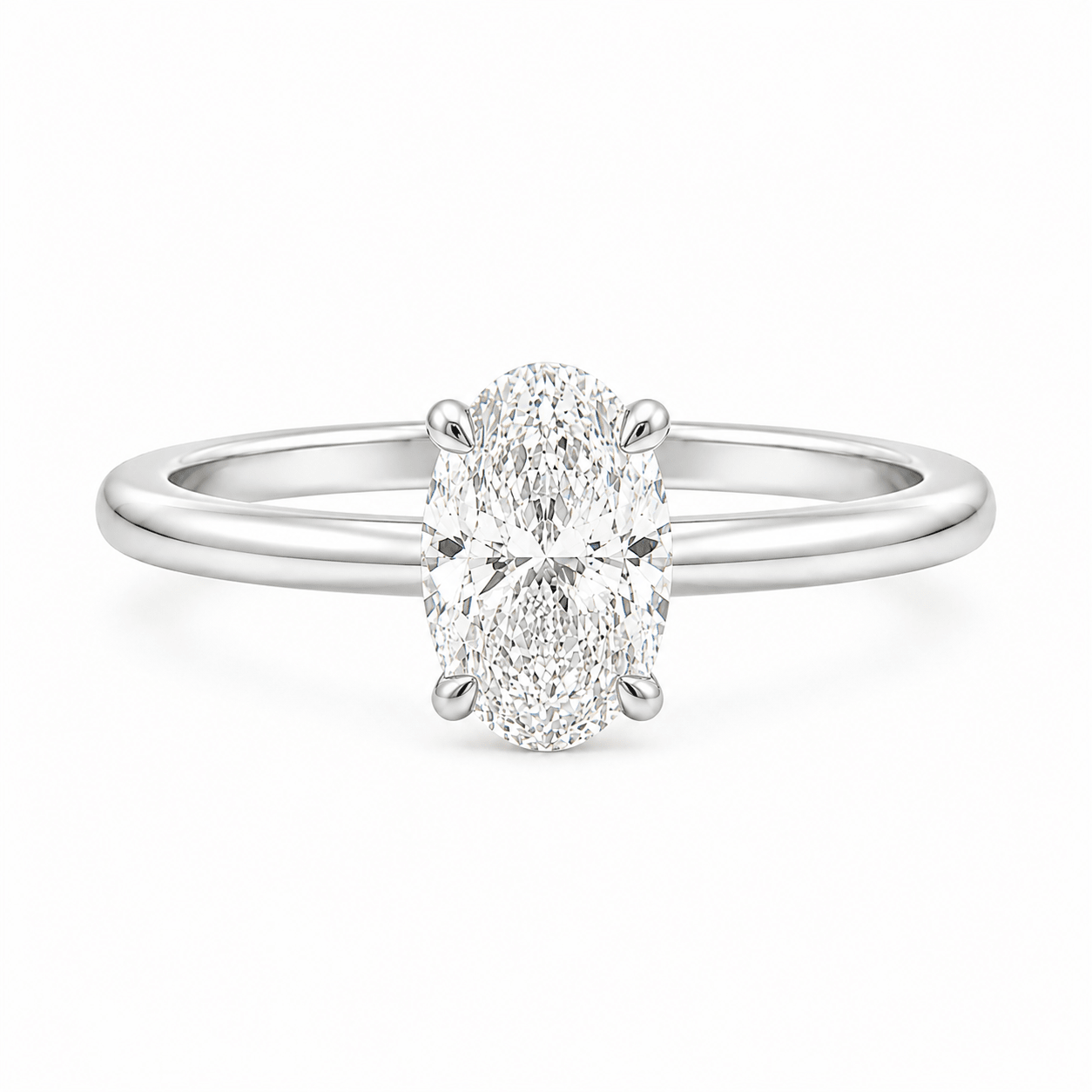 9ct White Gold Oval Lab Grown Diamond Solitaire Engagement Ring – 1.00ct TDW - Diamond Lab Boutique
