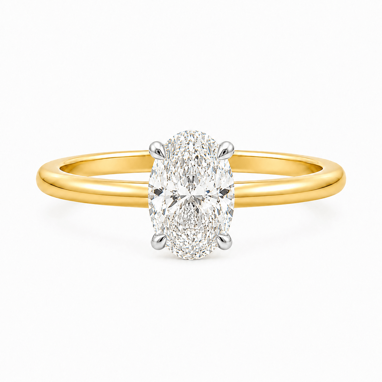 9ct Yellow & White Gold Oval Cut Lab Grown Diamond Solitaire Ring – 1.02ct TDW - Diamond Lab Boutique