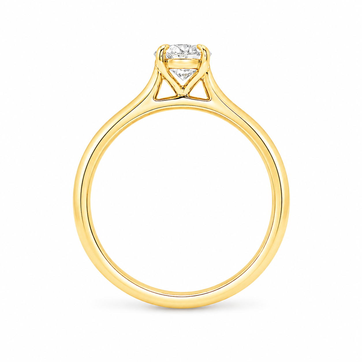 (SALE) 9ct Yellow Gold 4 Eagle Claw Set Oval Cut Lab Grown Diamond Solitaire Ring – 1ct TDW