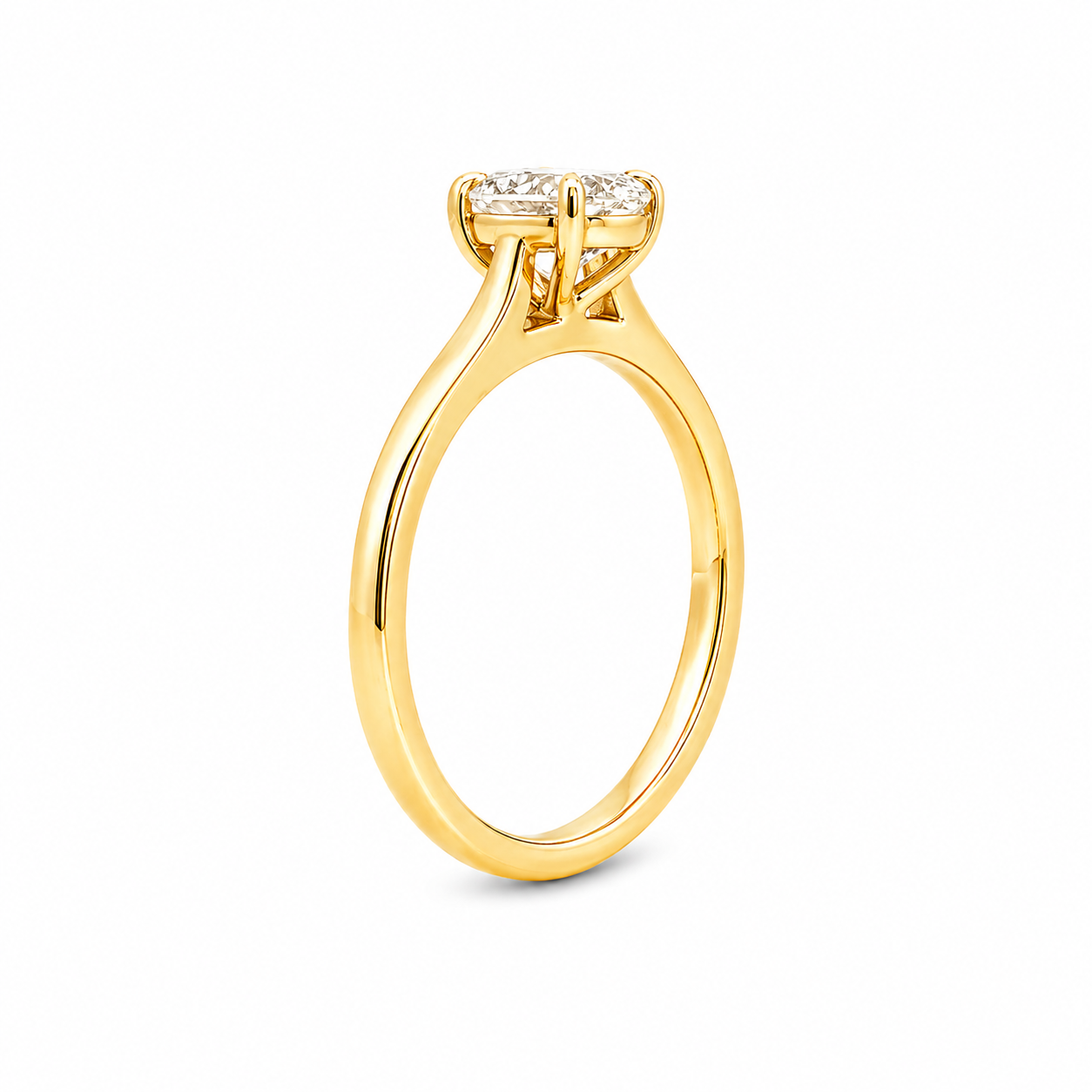 (SALE) 9ct Yellow Gold 4 Eagle Claw Set Oval Cut Lab Grown Diamond Solitaire Ring – 1ct TDW