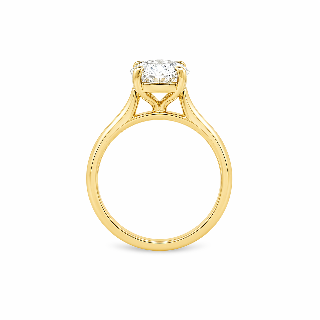 (SALE) 9ct Yellow Gold 4 Eagle Claw Set Oval Cut Lab Grown Diamond Solitaire Ring – 3.00ct TDW