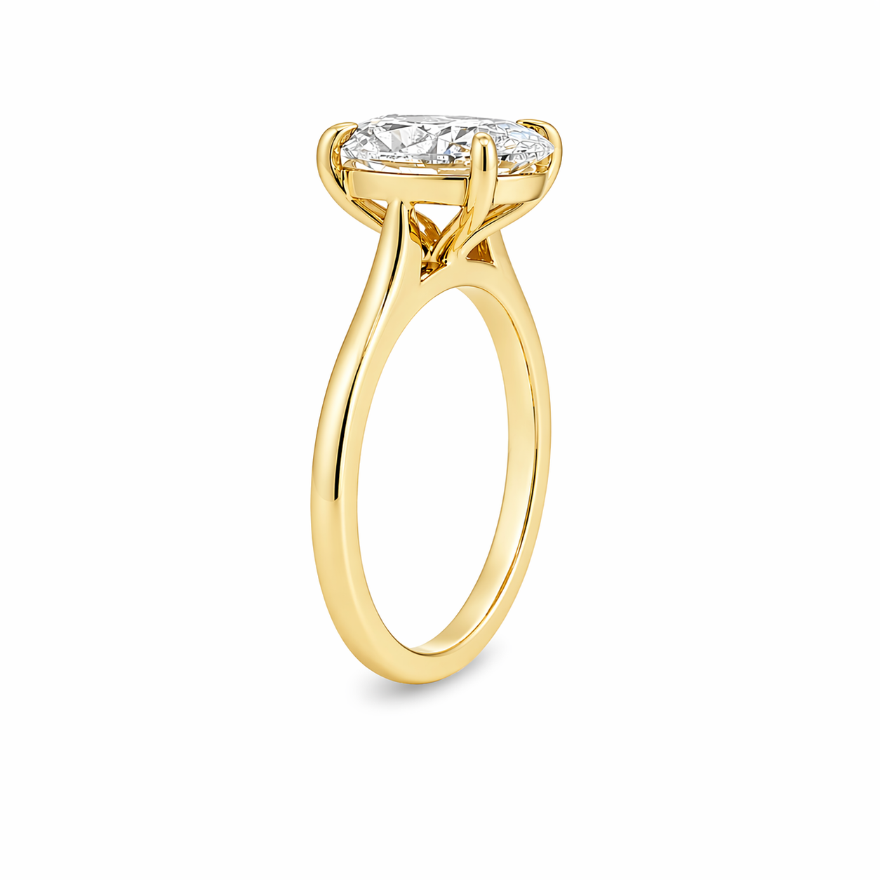 (SALE) 9ct Yellow Gold 4 Eagle Claw Set Oval Cut Lab Grown Diamond Solitaire Ring – 3.00ct TDW
